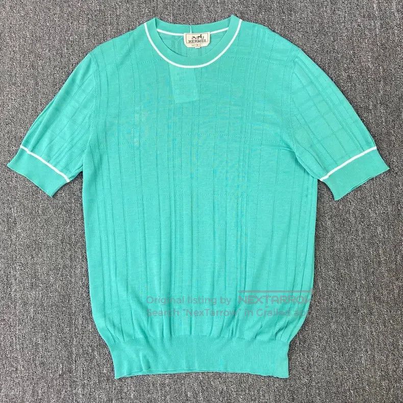 Other Hermes Lake Green Knitted Short Sleeve Size S / US 4 / IT 40 - 1 Thumbnail