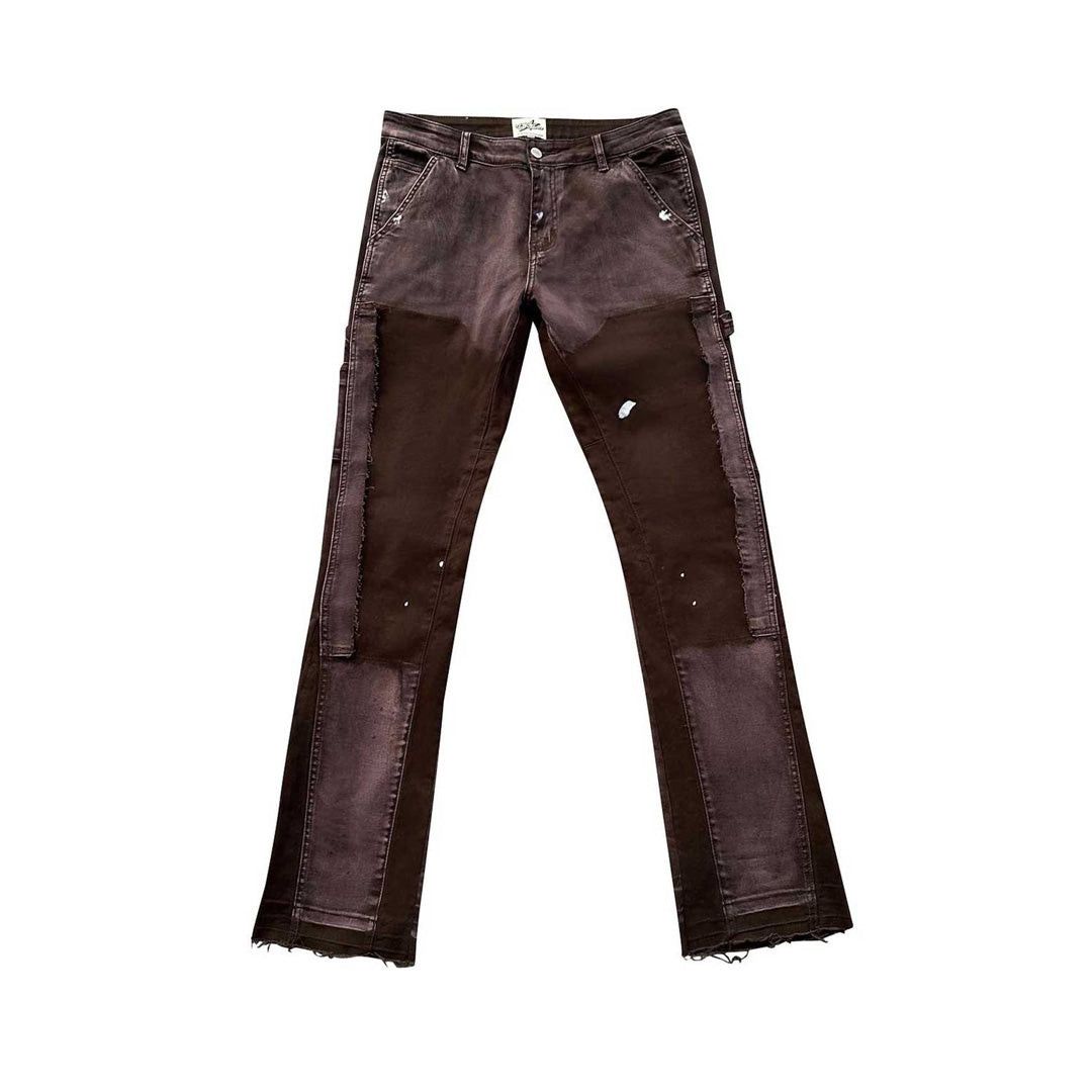 TRIPLE SEVENS Flare Denim Brown Pants Size 26" / US 2 / IT 38 - 1 Thumbnail
