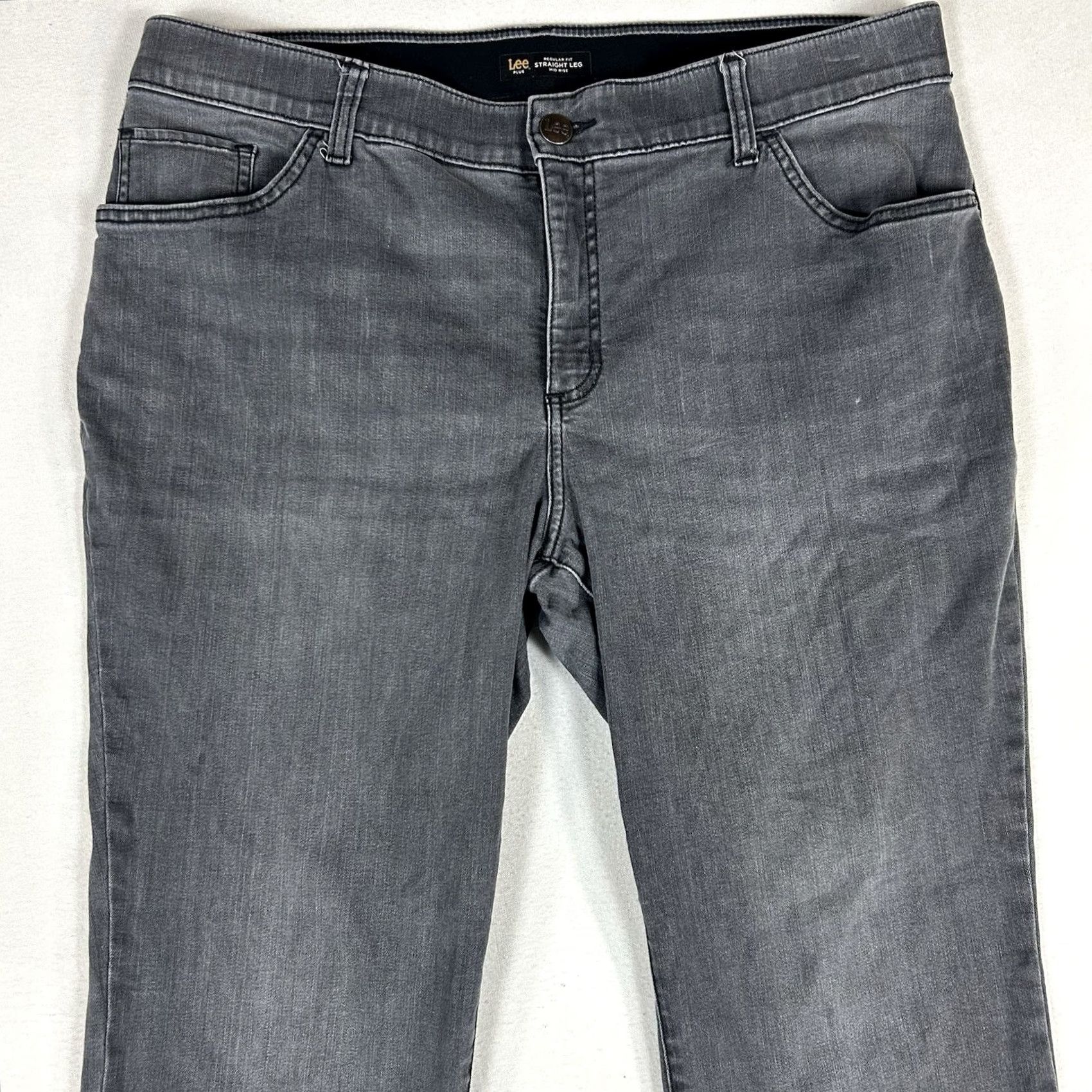 Lee Lee Chino Pants Women's 18W Gray Mid Rise Straight Leg Regular Fit 30in Inseam Size 40" / US 18 - 3 Thumbnail