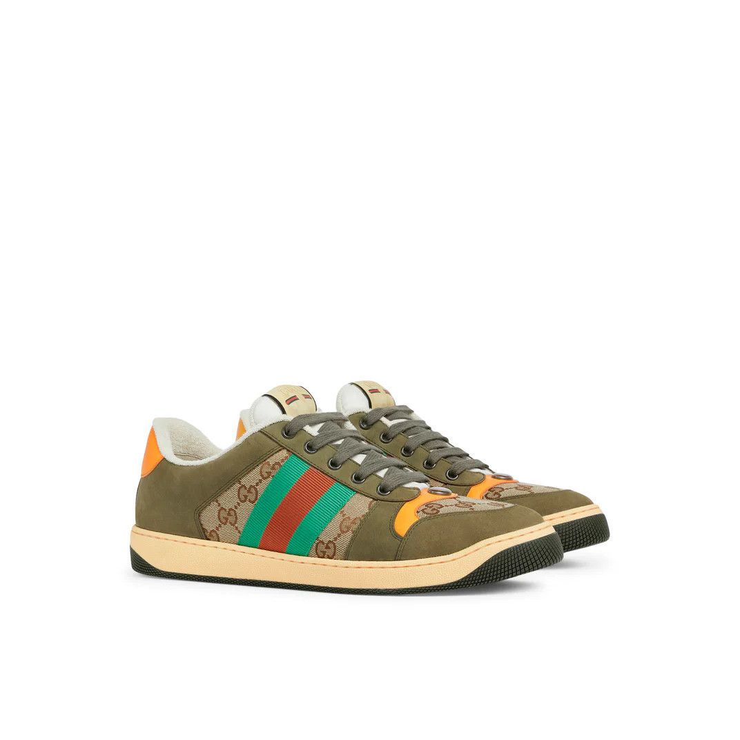 GUCCI Screener $1060 Beige/Dark Brown GG Canvas Sneakers New