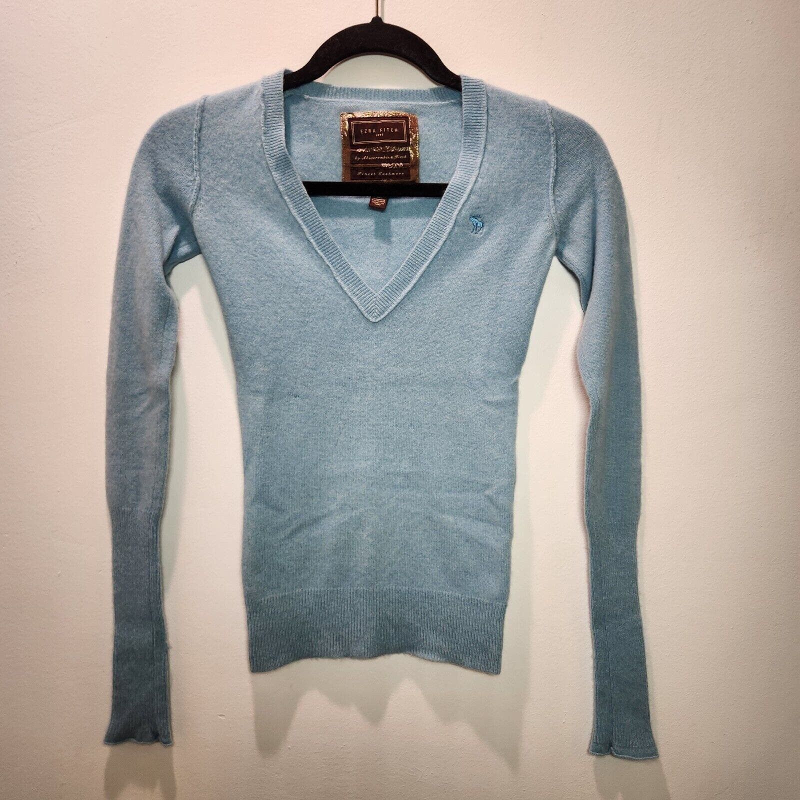 Abercrombie Fitch Ezra Fitch Sweater XS Cashmere Blue V Neck Abercrombie Grailed