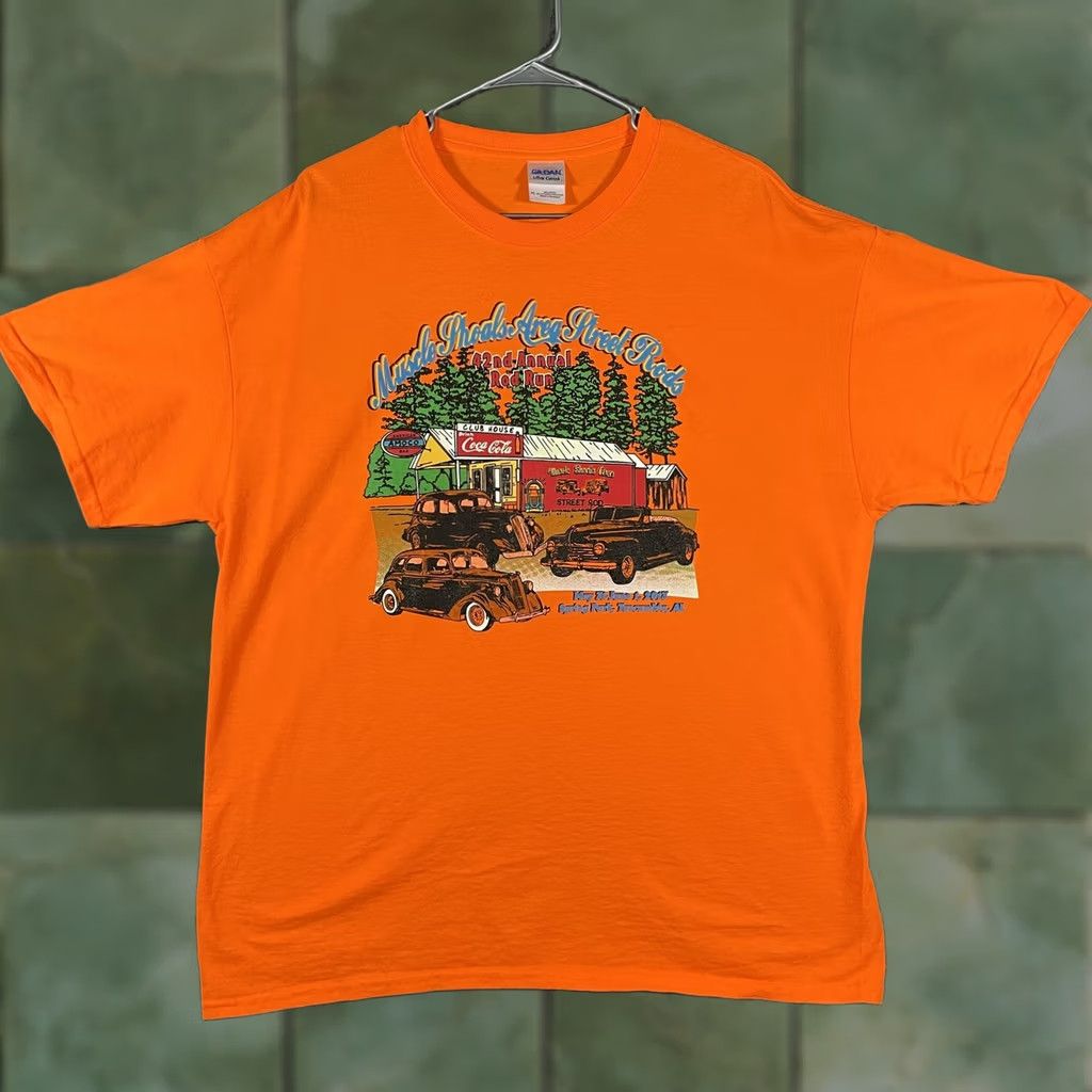 Gildan Gildan Shirt Mens XL Orange Muscle Shoals Street Rods Coca-Cola Show 2013 Tee Size US XL / EU 56 / 4 - 1 Thumbnail