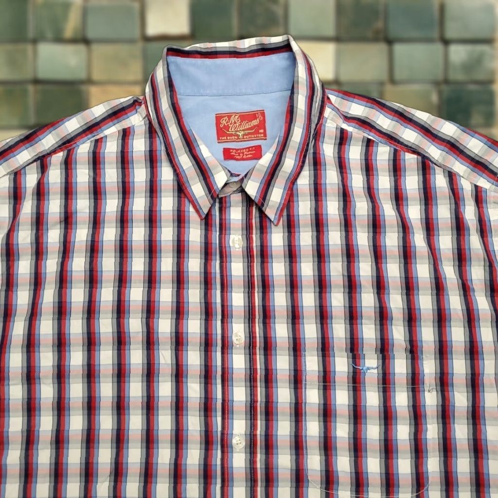 Vintage RM Williams Shirt Mens Big 1X Red Blue Plaid Relaxed Fit Short Sleeve Bush Outfitter Button-Up Casual Cotton Size US XL / EU 56 / 4 - 1 Thumbnail