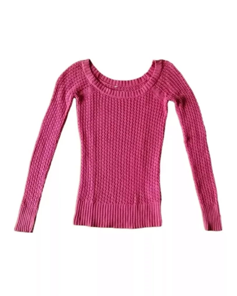Y2K Guess Fuschia Open Knit Sweater Barbiecore Woman