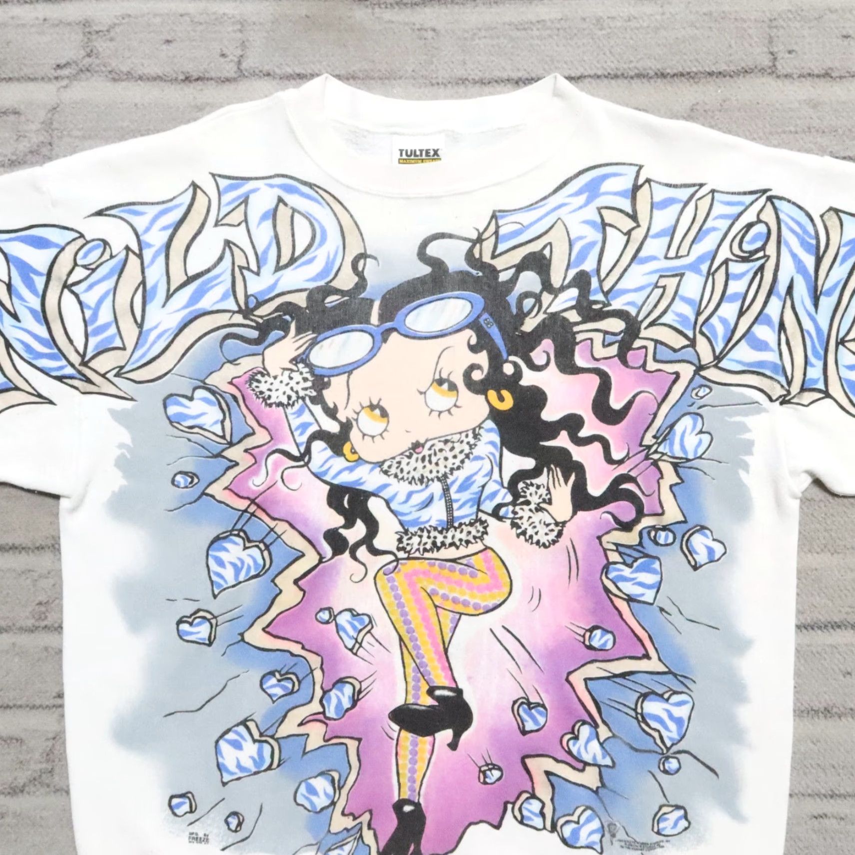 Tultex Vintage Betty Boop Wild Thing Crew Neck Sweatshirt L White Mens Shirt XS? Size US L / EU 52-54 / 3 - 3 Thumbnail