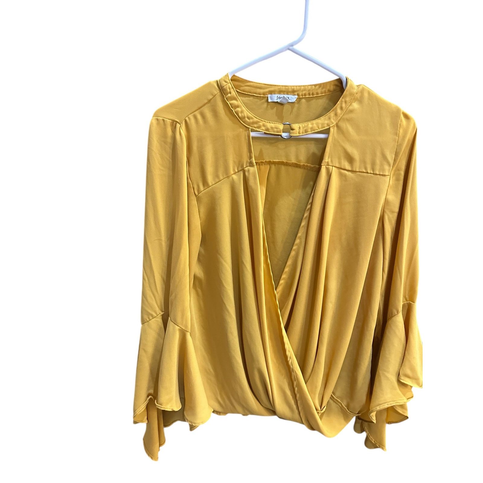 Other JODIFL Yellow Keyhole Neckline Drape Long Sleeve Blouse Size S / US 4 / IT 40 - 2 Thumbnail