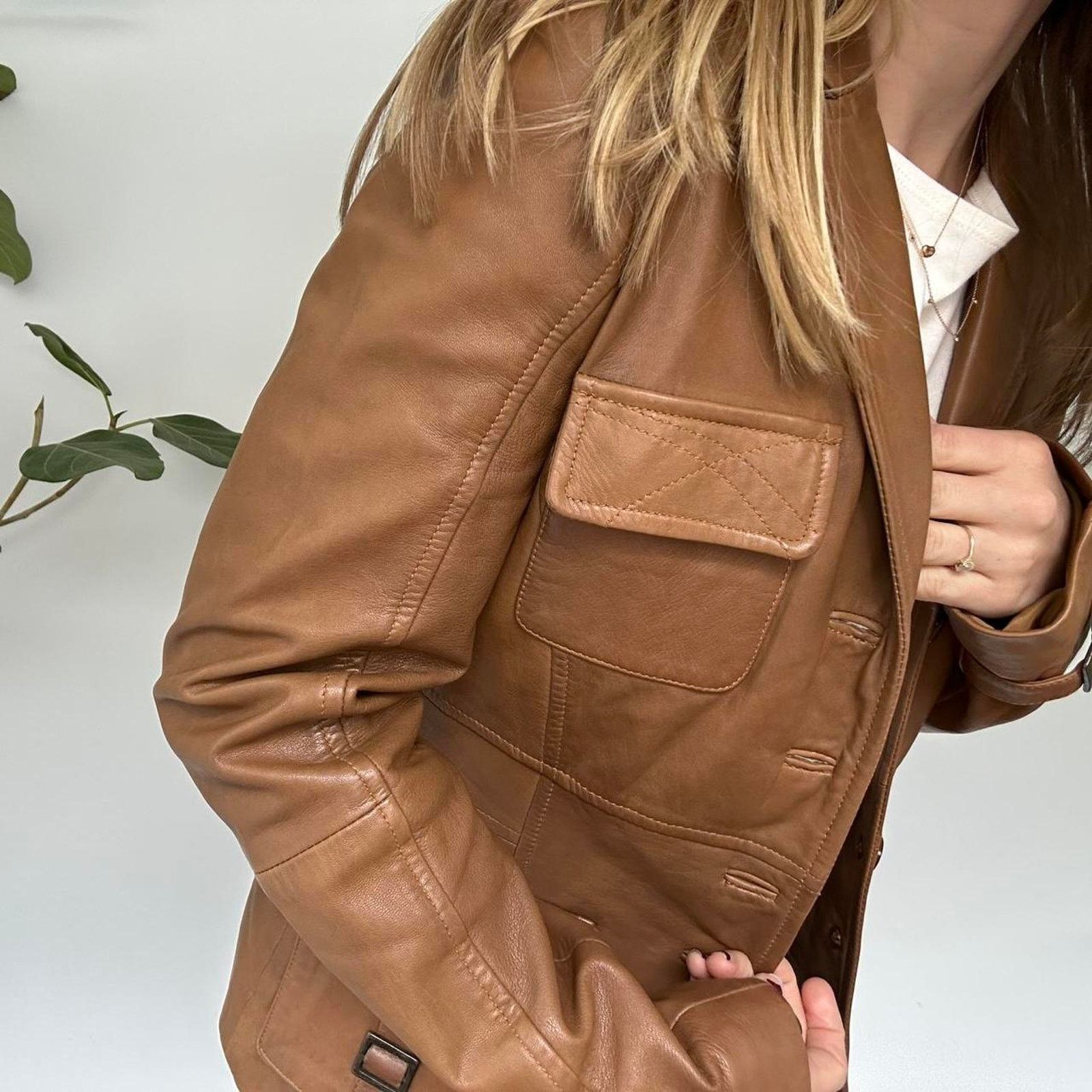 Other Camel Brown Leather Jacket (S) Size S / US 4 / IT 40 - 4 Thumbnail