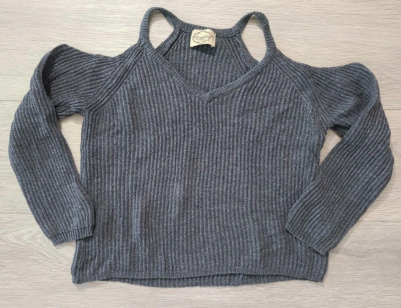 Designer Deja vu Sweater Womens Medium Grey Chunk Knit Cold Shoulder Size M / US 6-8 / IT 42-44 - 1 Thumbnail