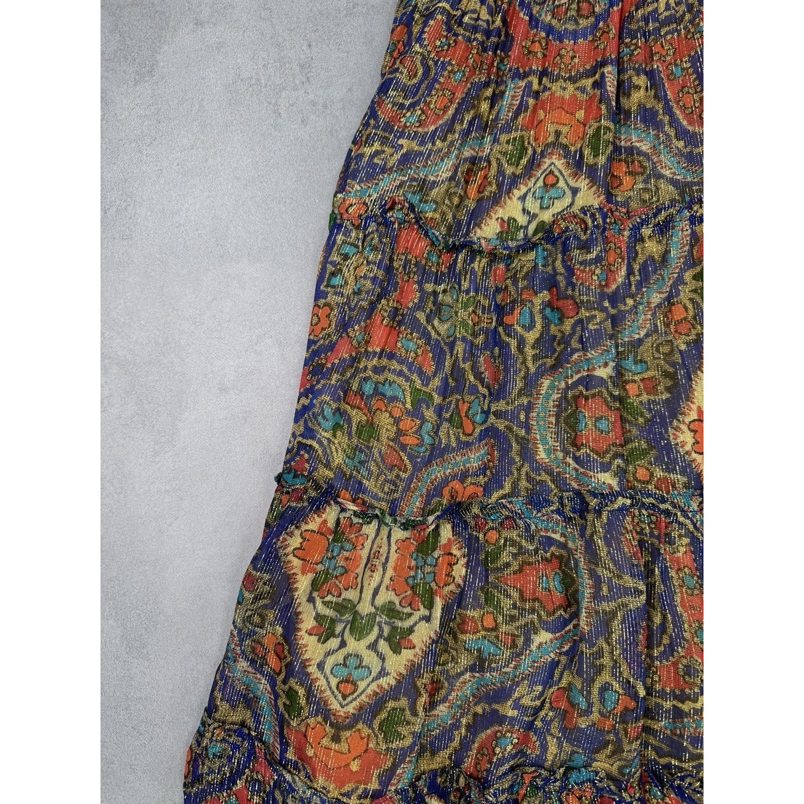 Oliphant OLIPHANT RUFFLE TIERED MAXI PERSIAN COBALT SIZE L DRESS Size L / US 10 / IT 46 - 6 Thumbnail