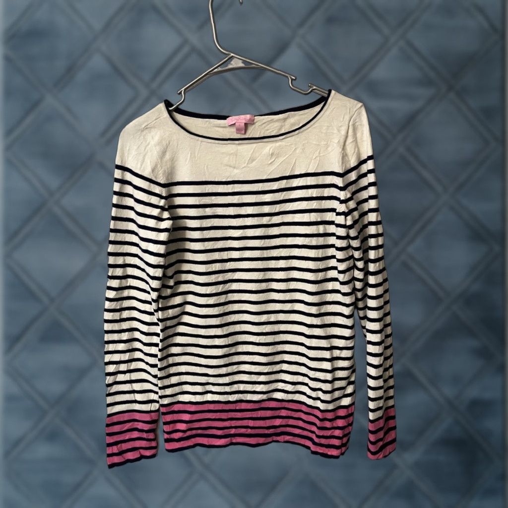 Lilly Pulitzer Lilly Pulitzer Maria Boatneck Striped Sweater Women Size L White Size L / US 10 / IT 46 - 1 Thumbnail