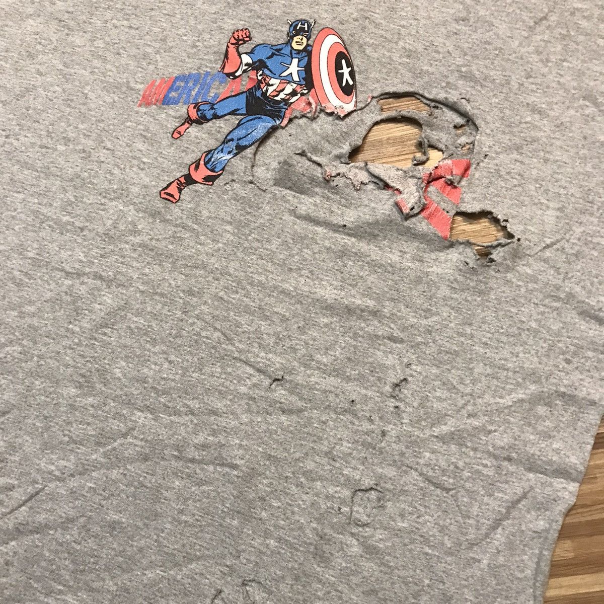 Haze × Vintage VINTAGE HAZE SKATEBOARD CAPTAIN AMERICA DISTRESS RARE TEE Size US M / EU 48-50 / 2 - 3 Thumbnail