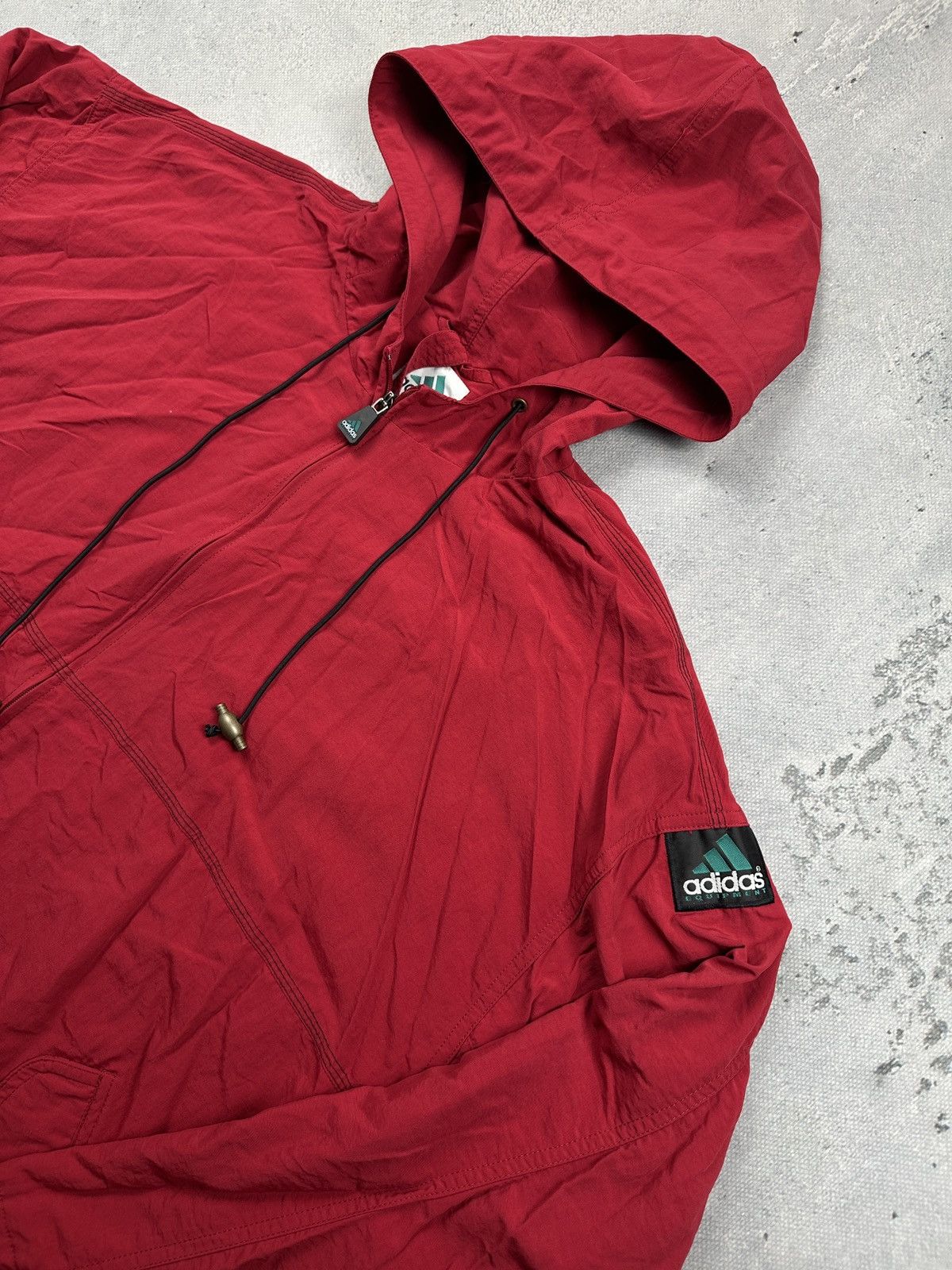 Adidas Vintage Adidas Equipment Red Hooded Windbreaker Jacket 90s Size US XL / EU 56 / 4 - 4 Thumbnail