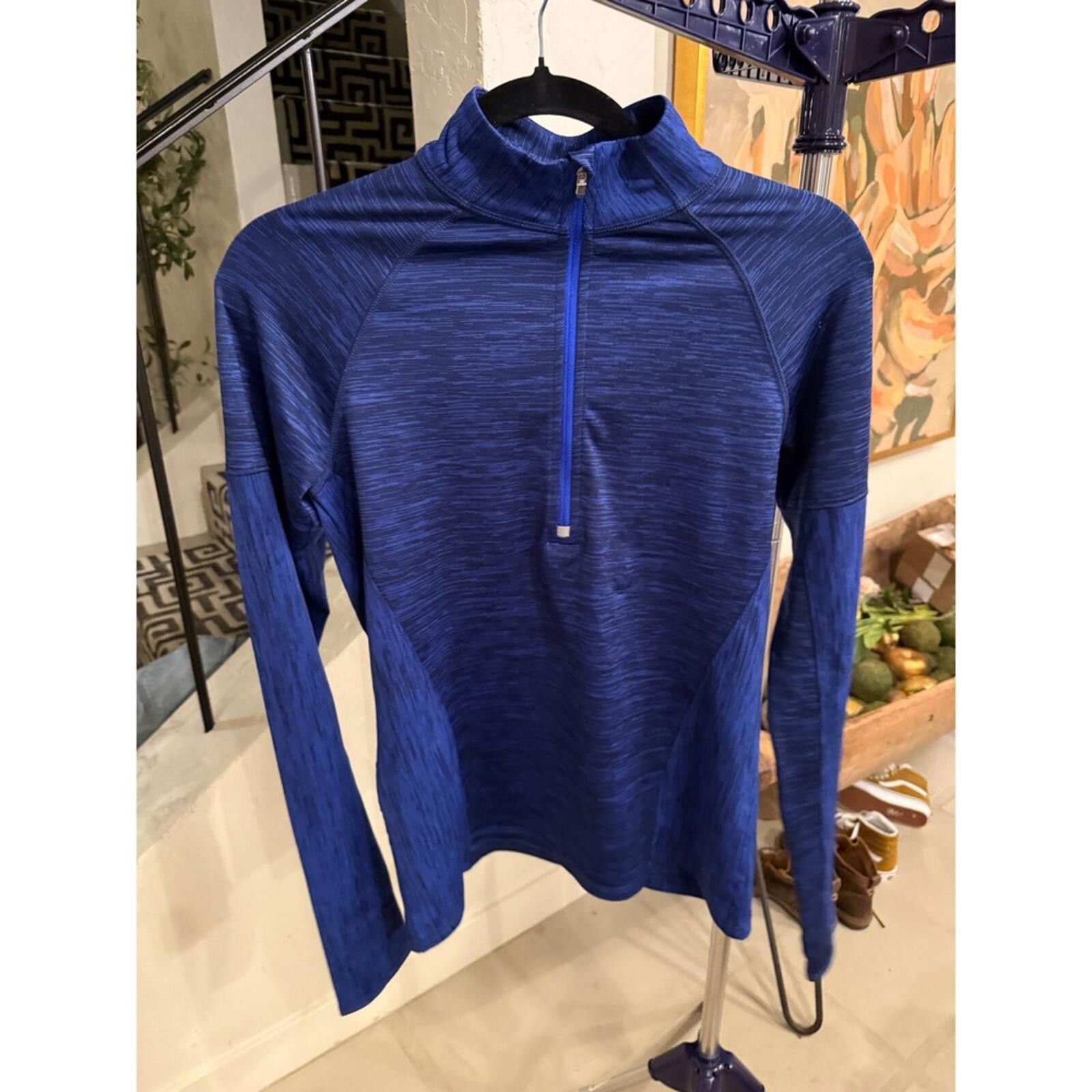 Athleta Athleta Blue Space Dye Quarter Zip Long Sleeve Running Top S Size S / US 4 / IT 40 - 4 Thumbnail
