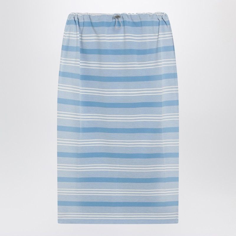Prada Prada Gonna Midi In Piquet A Righe Celeste Size 26" / US 2 / IT 38 - 1 Thumbnail