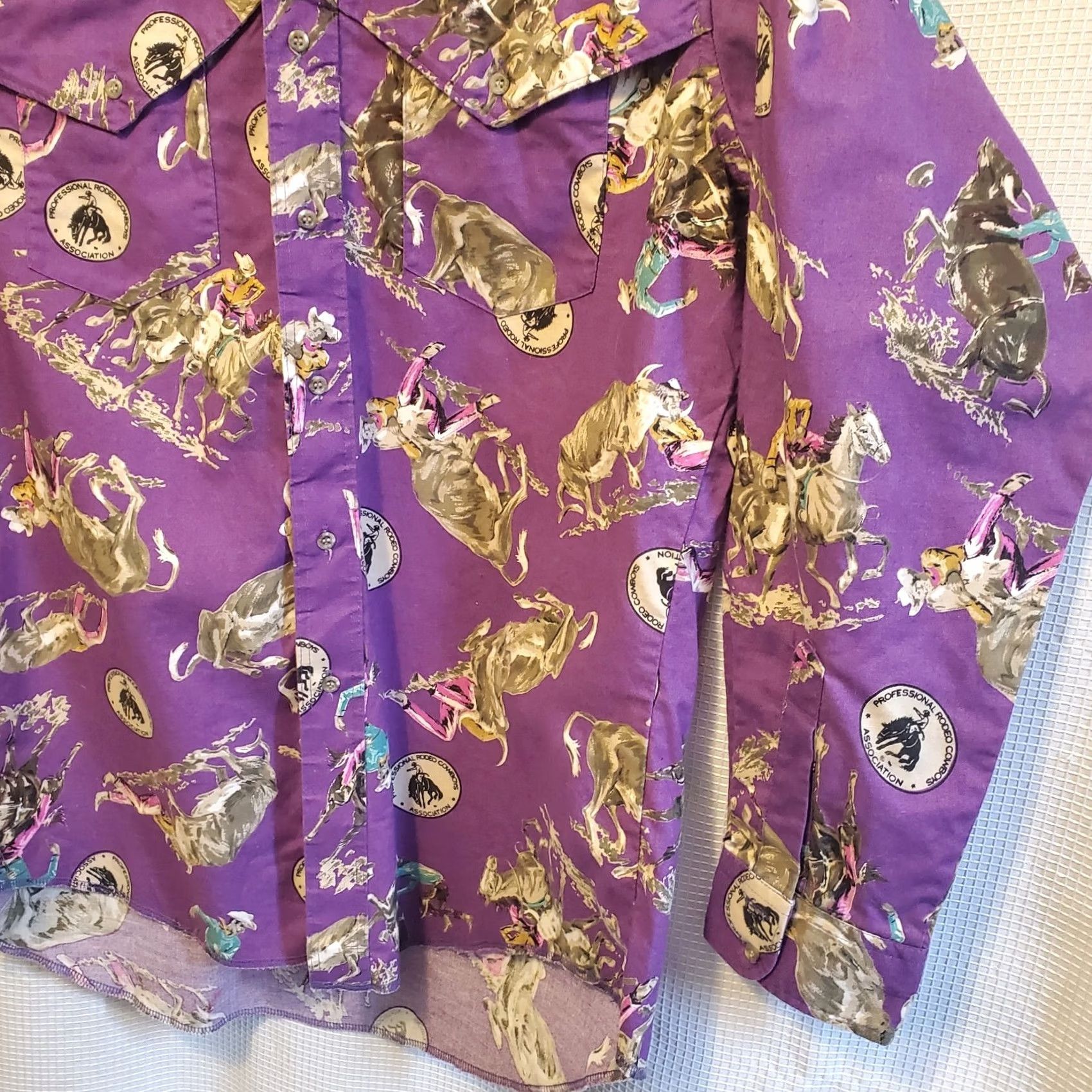 Wrangler Vintage Wrangler Mens XL Cowboy Cut Pro Rodeo Print Button Up Purple Shirt Size US XL / EU 56 / 4 - 4 Thumbnail