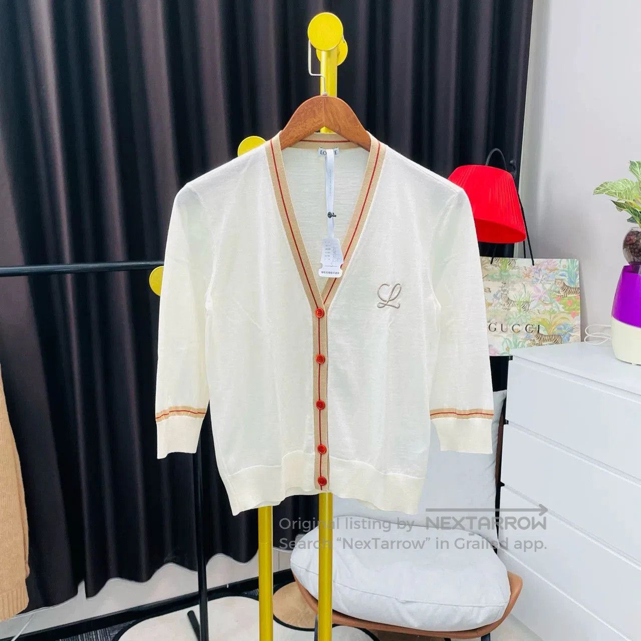 Loewe Loewe Beige Chest Logo Knit Cardigan. Size US S / EU 44-46 / 1 - 1 Thumbnail