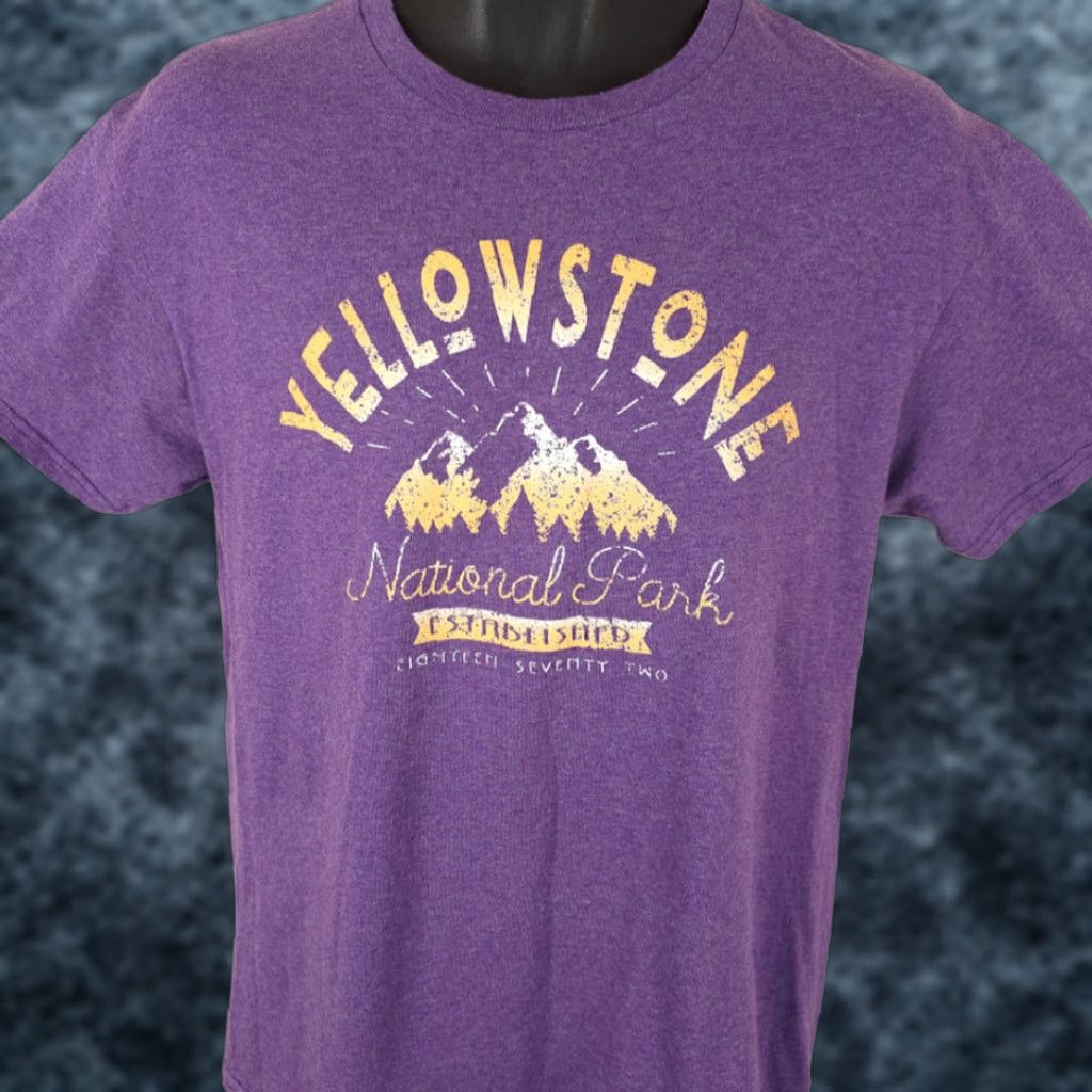 Delta Yellowstone National Park T Shirt Mens Size Medium Purple Travel Destination Tee Size US M / EU 48-50 / 2 - 1 Thumbnail
