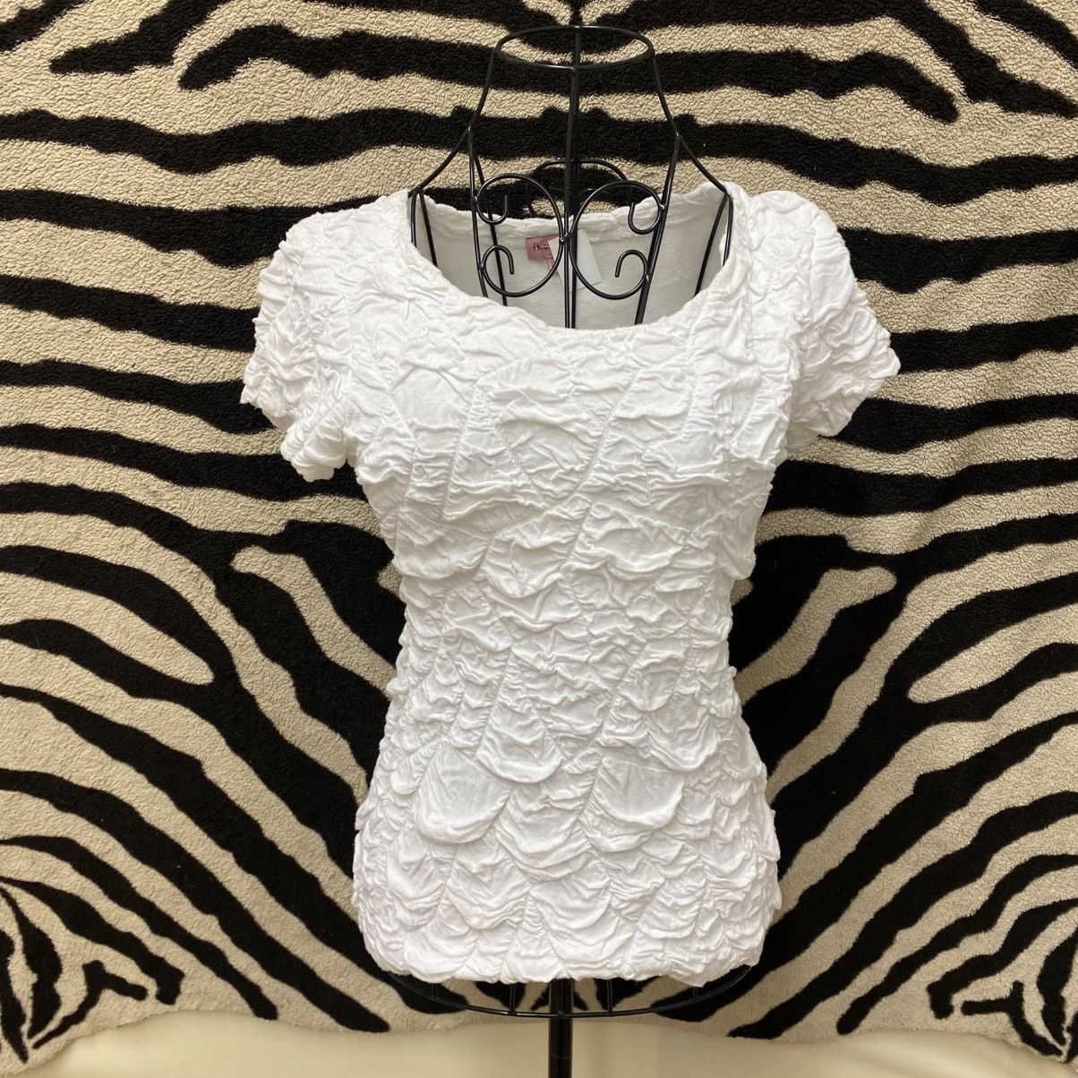 Vintage White abstract viscose shirt Size S / US 4 / IT 40 - 5 Thumbnail