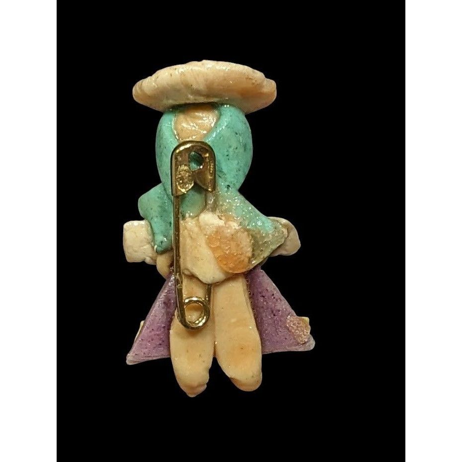 Handmade Vintage Handmade Ecuadorian Tiny Figural Clap Brooch Size ONE SIZE - 2 Thumbnail