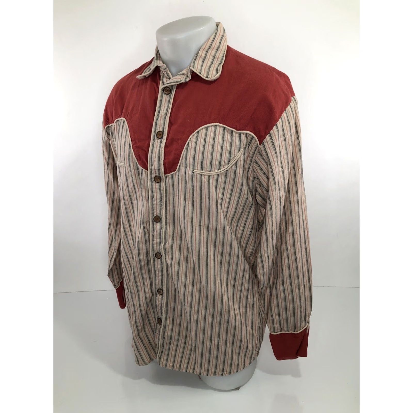 Scully VINTAGE Scully Shirt Mens M Red WESTERNS COLLECTION MACK Yoke Striped Size US M / EU 48-50 / 2 - 3 Thumbnail