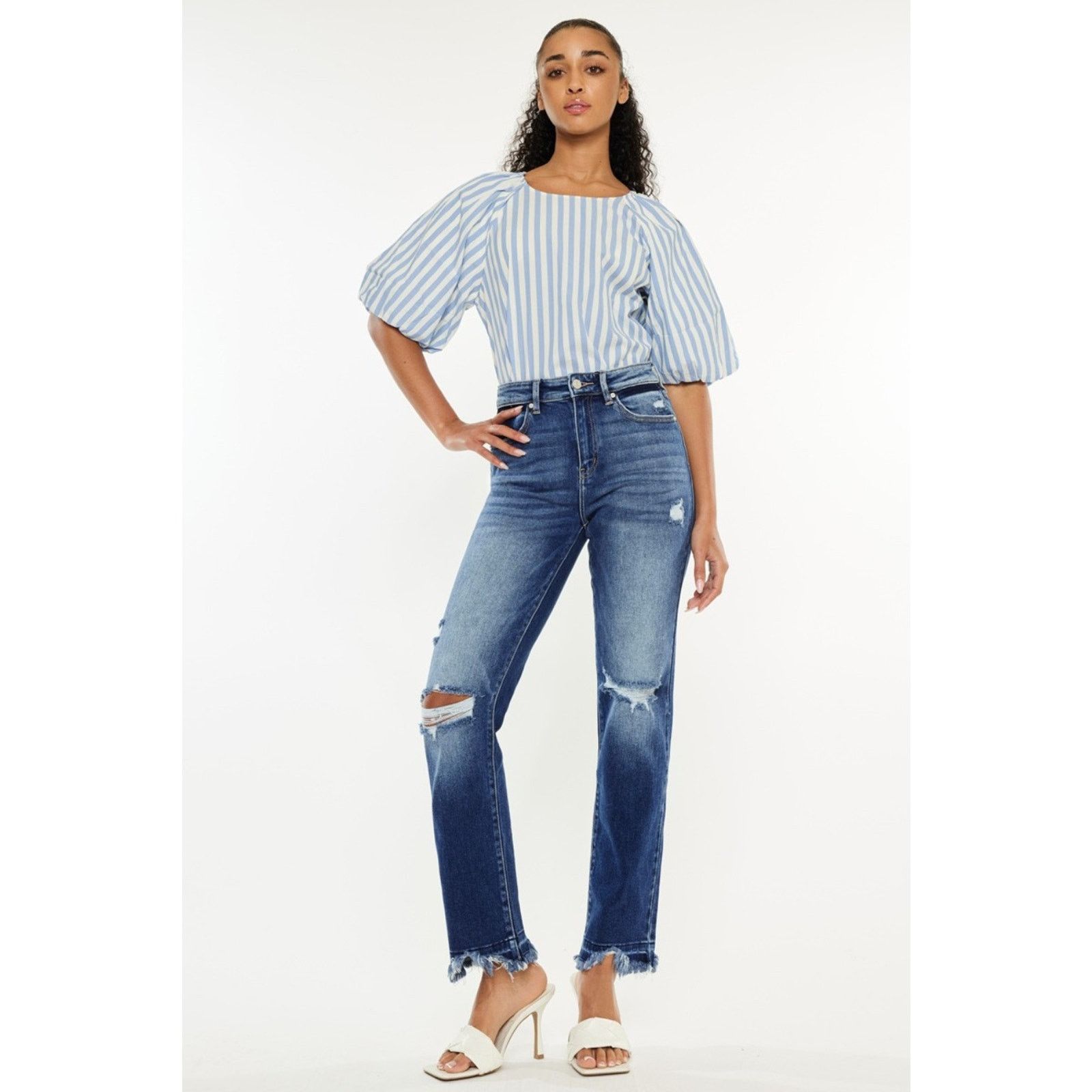 KanCan High Rise Distressed Slim Straight Jeans - Size 1/24