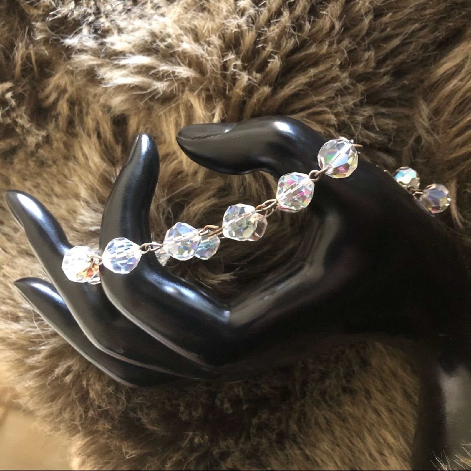 Vintage Vintage 70s aurora borealis crystal link bracelet Size ONE SIZE - 1 Thumbnail
