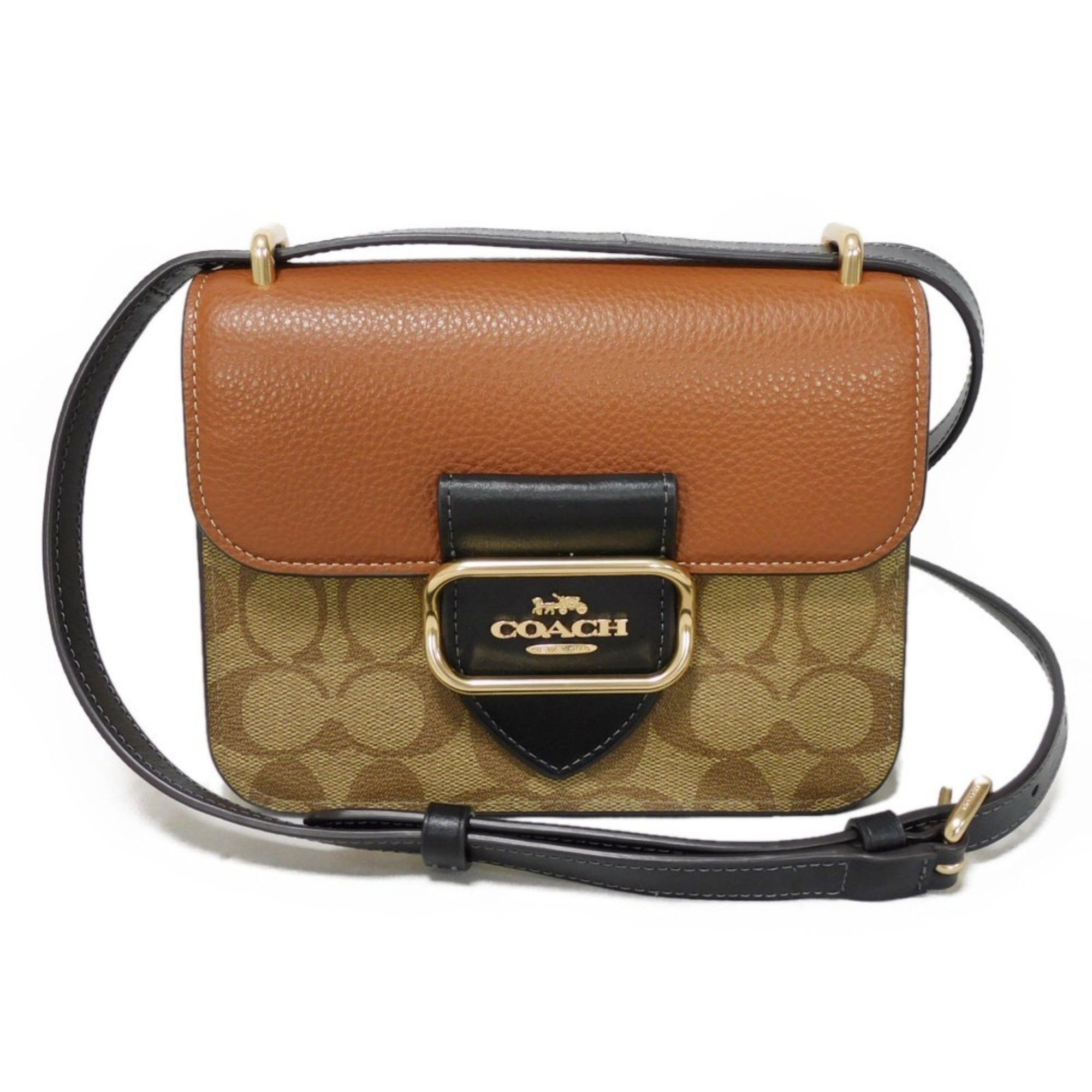 Coach Shoulder Bag Morgan Square Crossbody Color Block Beige Signature Khaki Multi Cl462 Women's