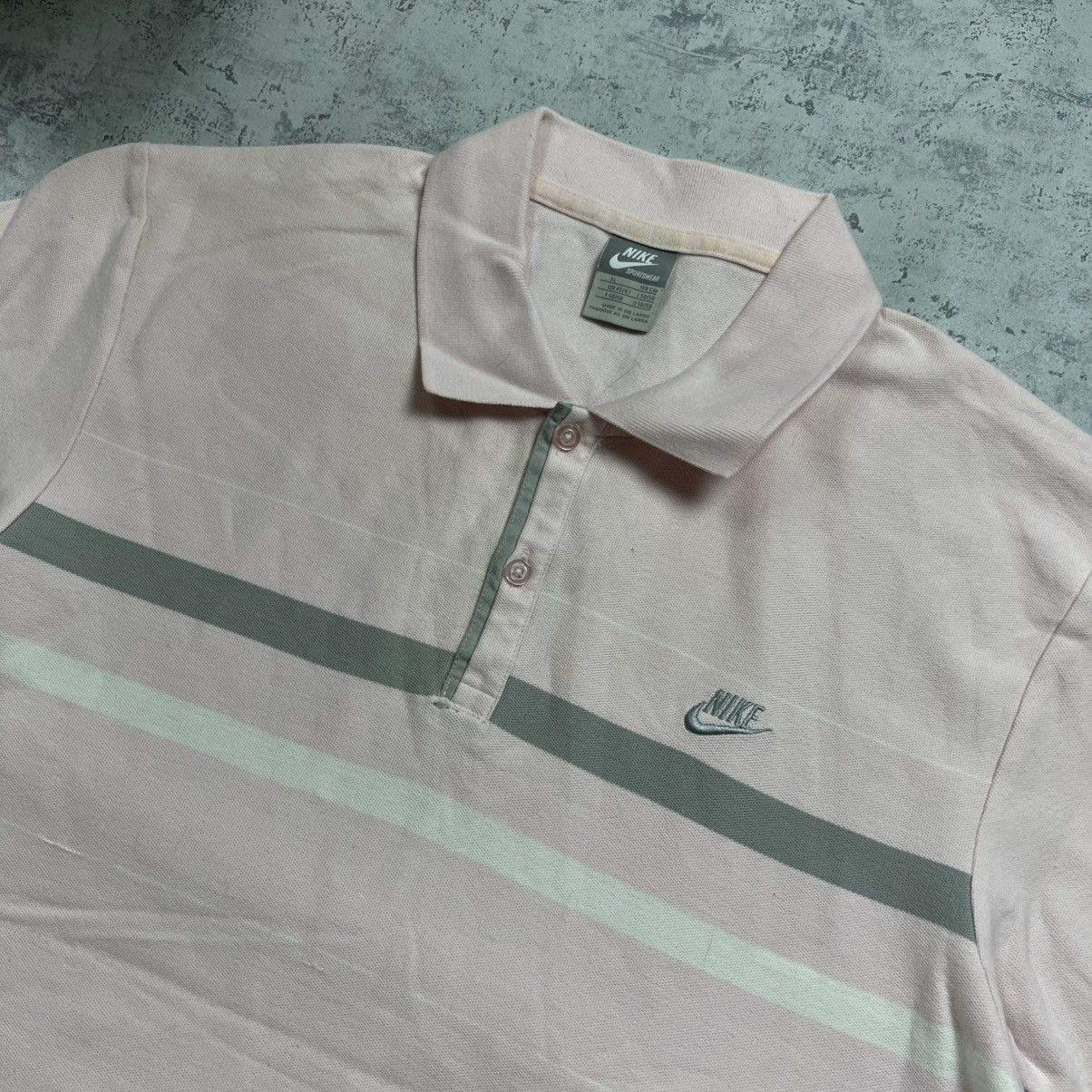 Nike 00s NIKE RETRO LOGO VINTAGE Y2K STRIPED BUTTON UP POLO SHIRT Size US L / EU 52-54 / 3 - 5 Thumbnail