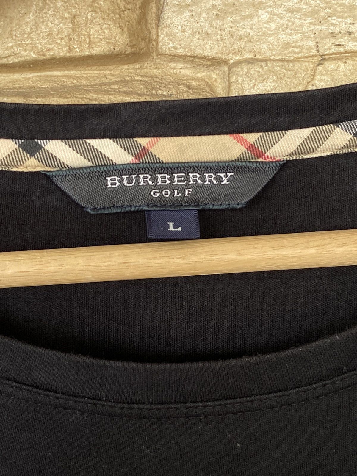 Vintage Vintage Burberry Golf Brit Nova Check Black Roundneck Tees Size US M / EU 48-50 / 2 - 5 Thumbnail