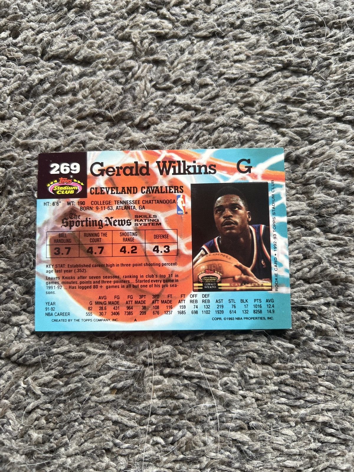 NBA 1993 Topps #269 Gerald Wilkins Card Size ONE SIZE - 2 Thumbnail