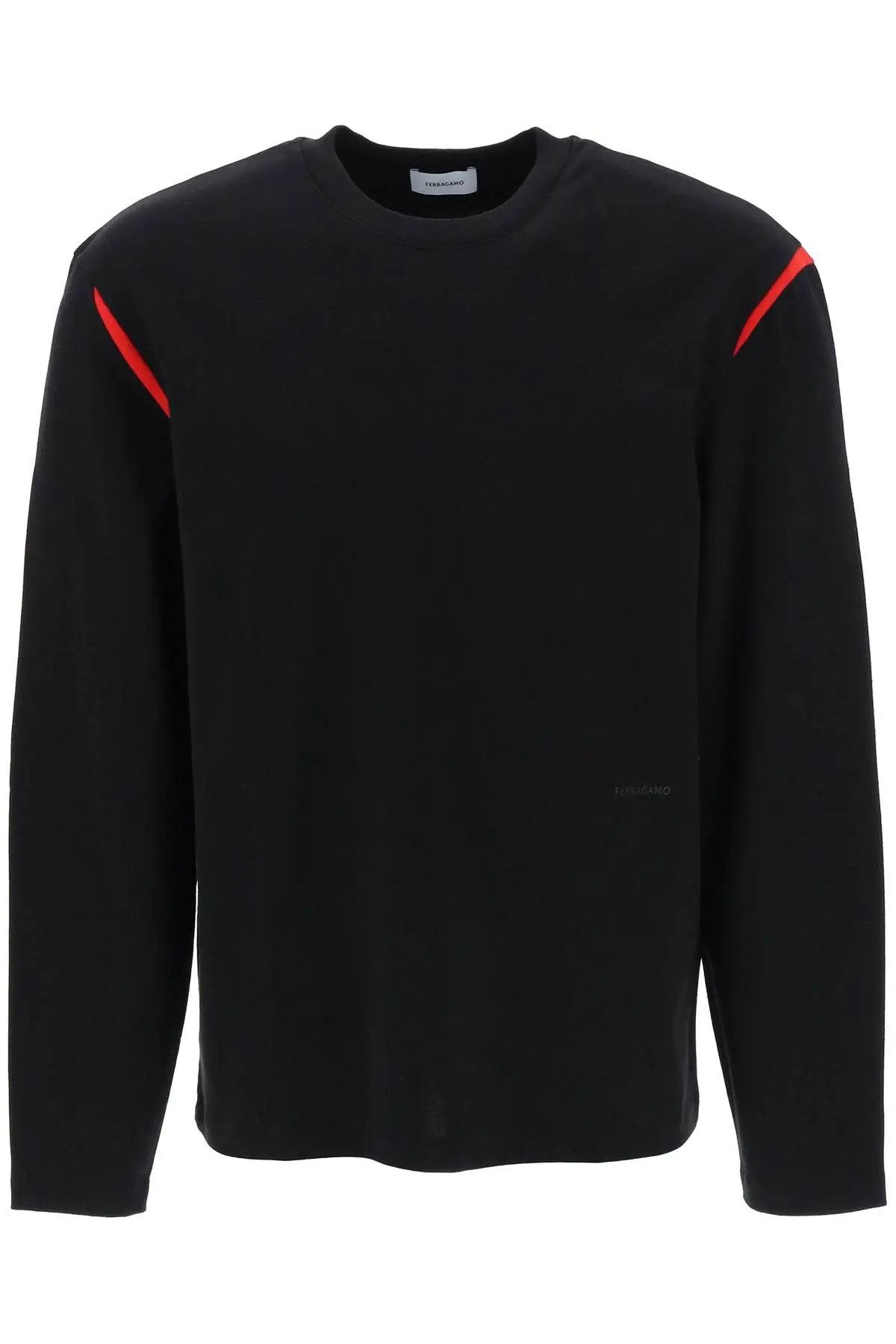 image of Salvatore Ferragamo O1S22I1N0224 Contrasting Inlays T-Shirt In Black, Men's (Size Small)
