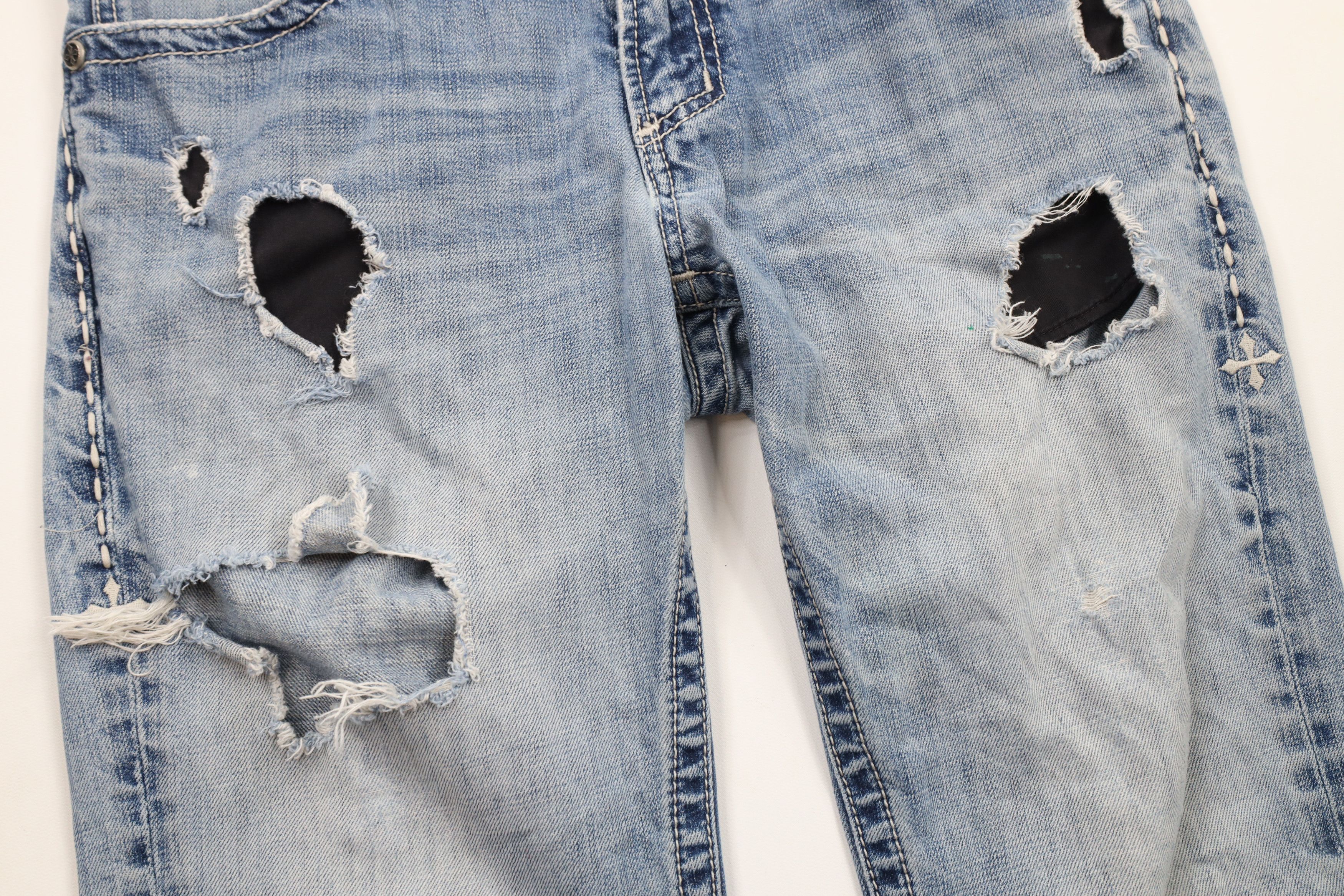 Affliction × Vintage Buckle BKE Affliction Blake Thick Stitch Cross UFC MMA Jeans Size US 32 / EU 48 - 8 Thumbnail