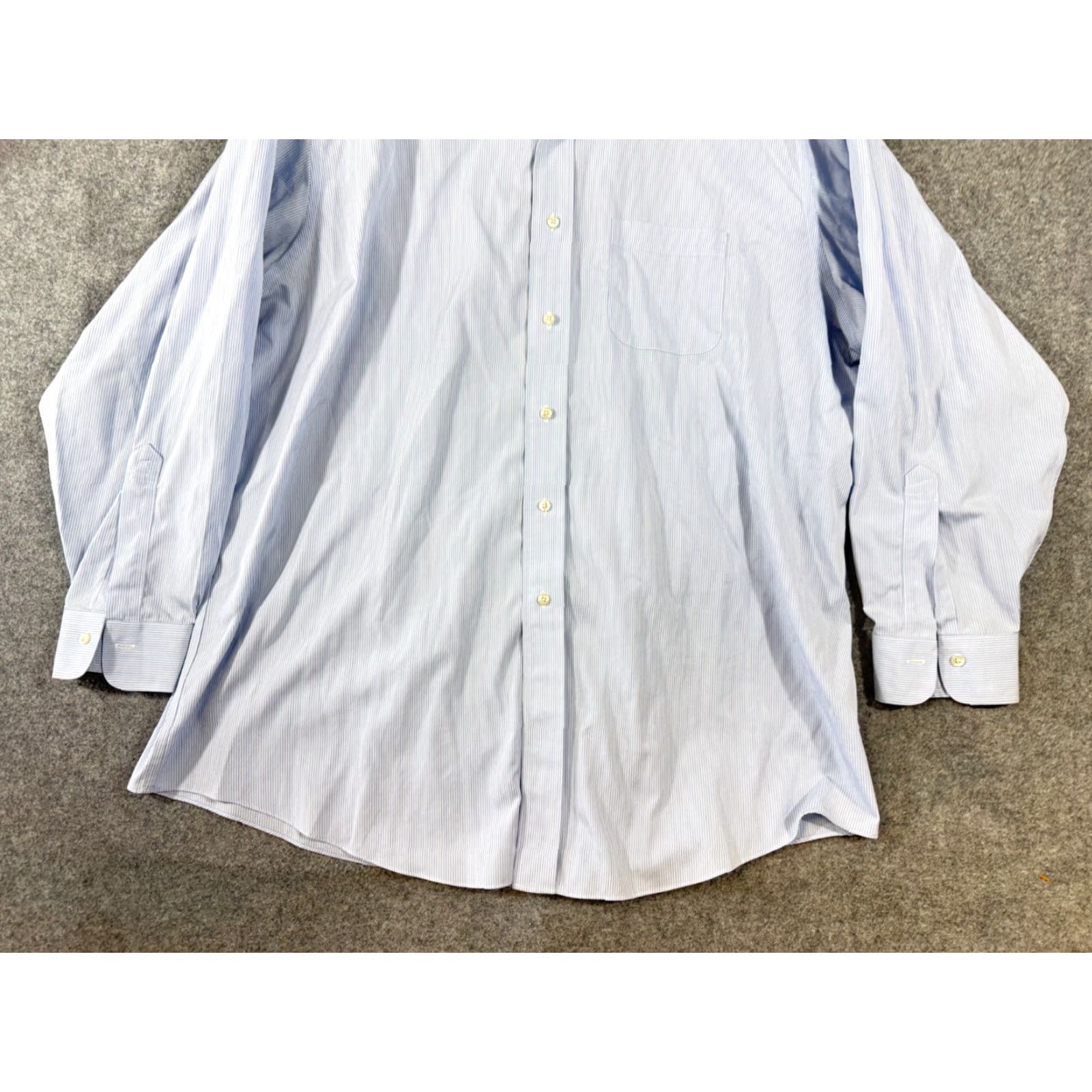 Brooks Brothers Brooks Brothers Regent Dress Shirt Mens 18-34 Blue Pinstriped Non-Iron Stretch Long Sleeve Regular Chest 55 in Womens? Size 48R - 4 Thumbnail