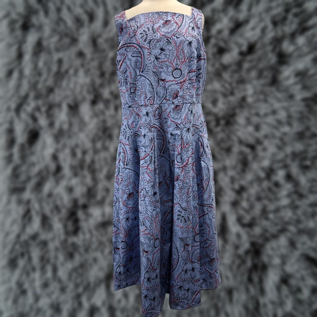 Boden Boden Aubrey Midi Dress Women’s 16 18 Blue Paisley Pleated Fit & Flare Tea Dress Size 38" / US 16 / IT 52 - 1 Thumbnail