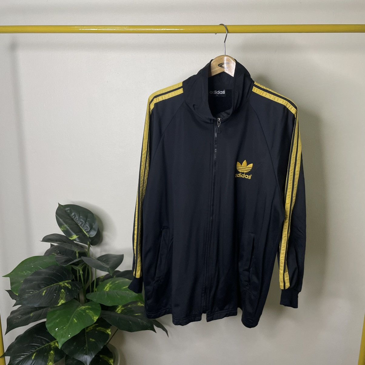 Adidas × Vintage Vintage 1990s Adidas Black Gold Track Jacket Tracktop Size US XL / EU 56 / 4 - 1 Thumbnail