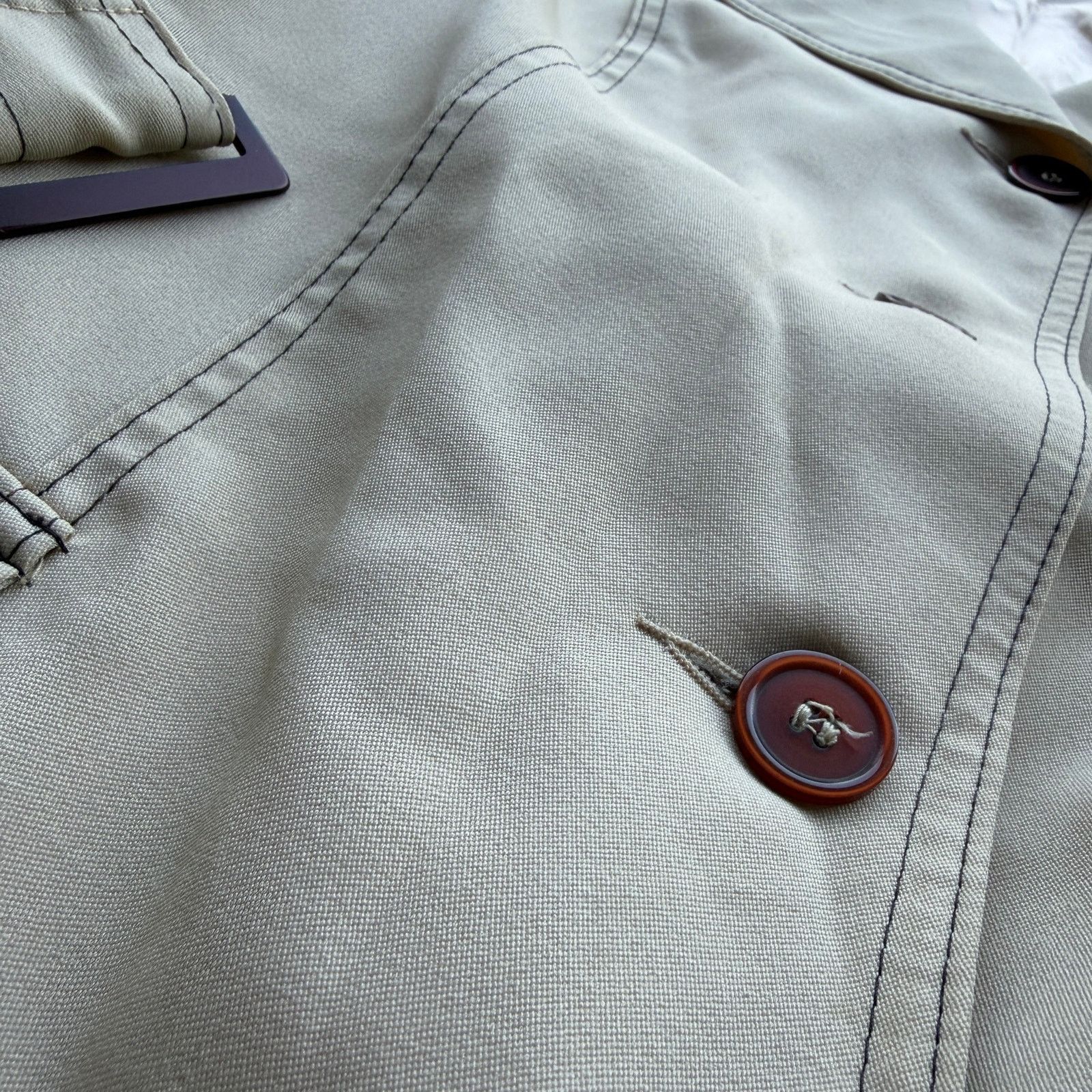 Other Vintage 70s Cream Mod Trench Jacket Belted Contrast Stitch Size M / US 6-8 / IT 42-44 - 3 Thumbnail