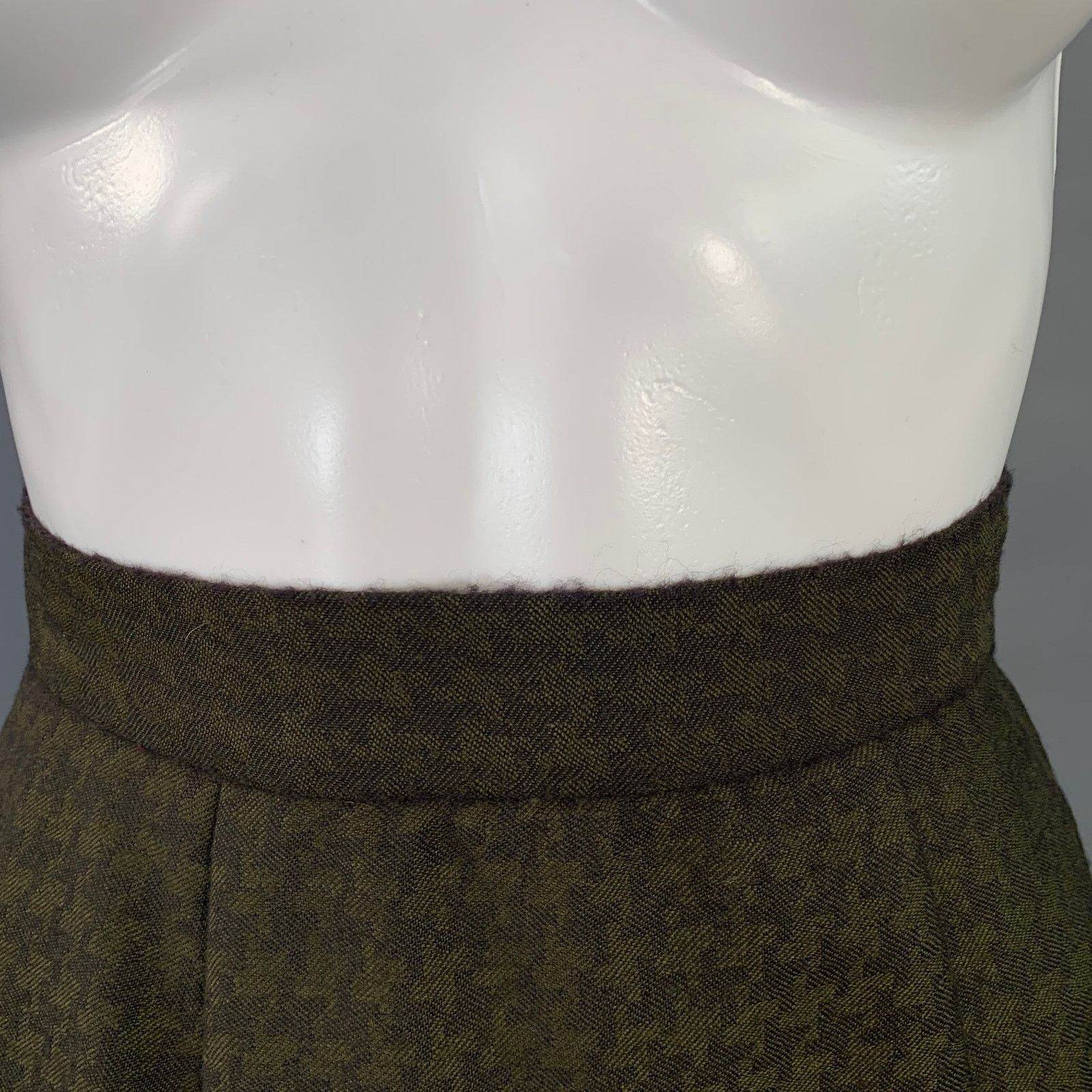 Other OKW Green Wool Button Down Houndstooth Mini Skirt Suit Size 24" / US 00 / IT 34 - 12 Thumbnail