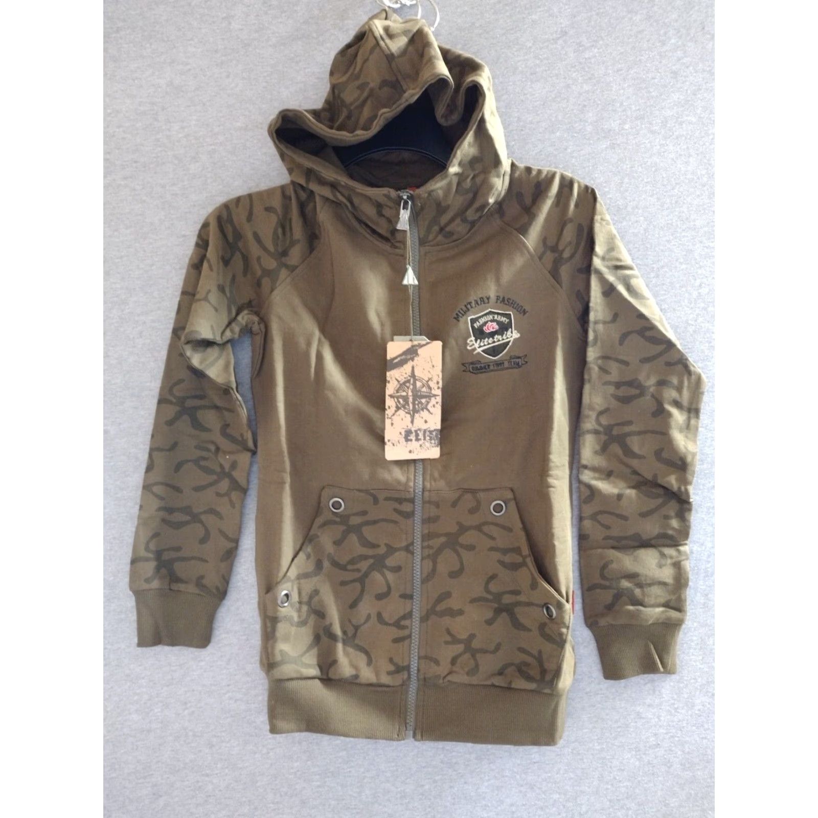Vintage Elite Tribe Military Camo Long Sleeve Full Zip Hoodie Sweatshirt Size S Size US S / EU 44-46 / 1 - 2 Thumbnail