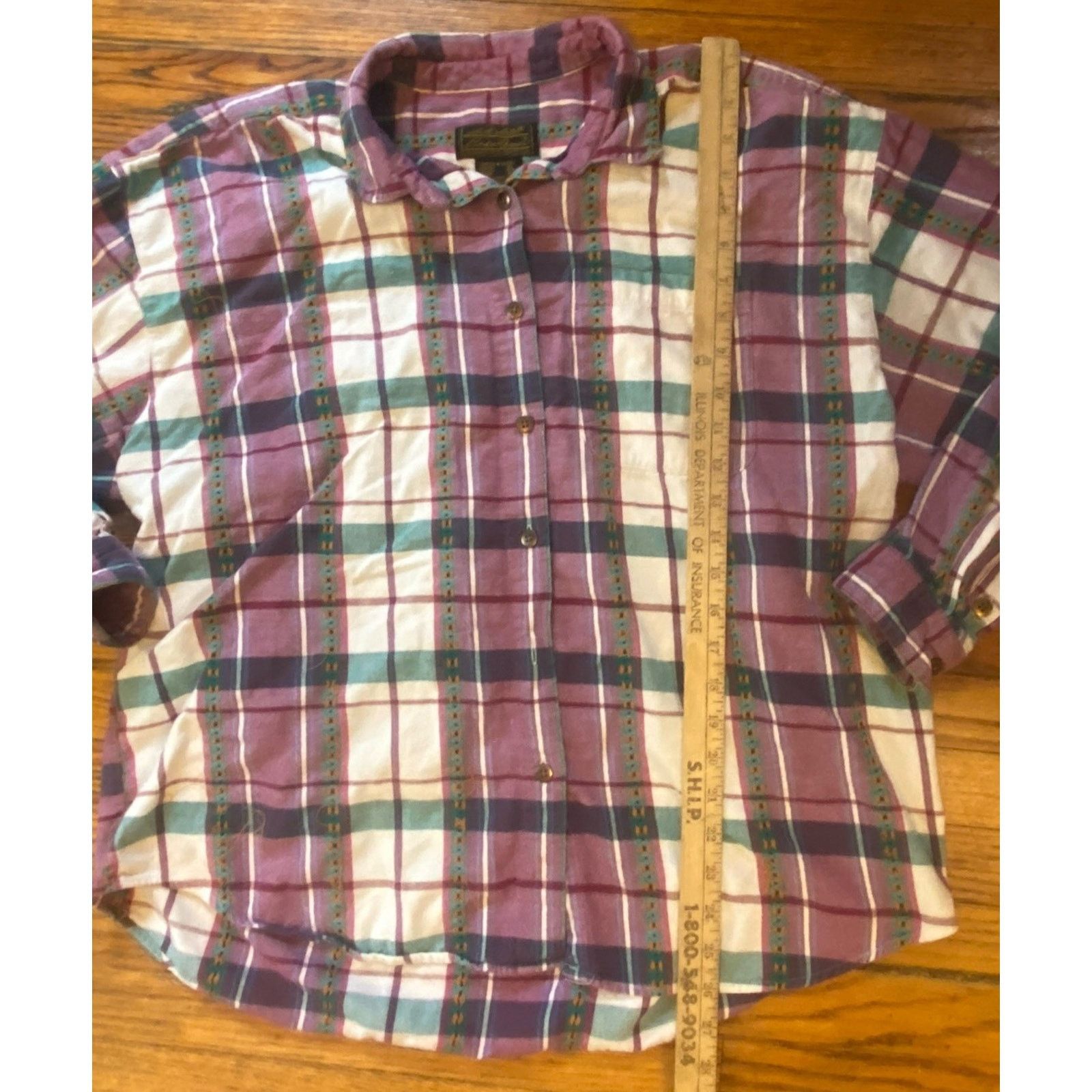 Eddie Bauer VTG Eddie Bauer Women’s XL USA Flannel Purple Plaid Size XL / US 12-14 / IT 48-50 - 6 Thumbnail
