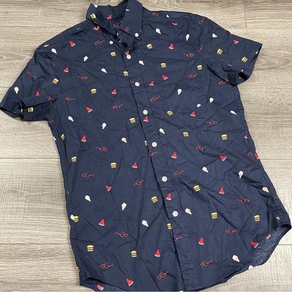 J.Crew J Crew Flex Summer Icon Watermelon Glasses Burger Button Up Size US S / EU 44-46 / 1 - 1 Thumbnail