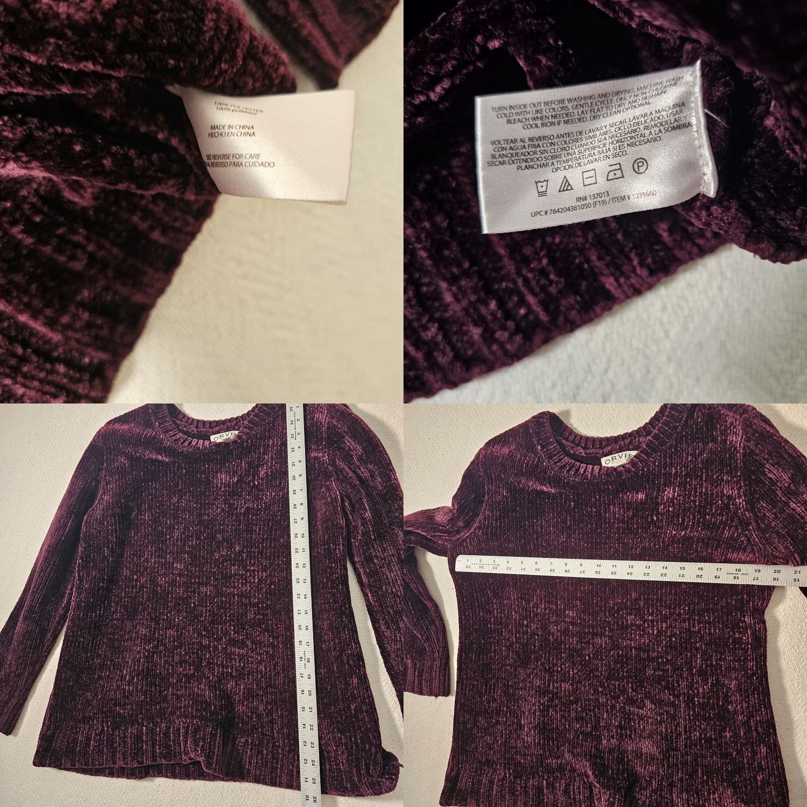 Orvis Orvis Women's Purple Crew Neck Long Sleeve Chenille Sweater M Size M / US 6-8 / IT 42-44 - 8 Thumbnail
