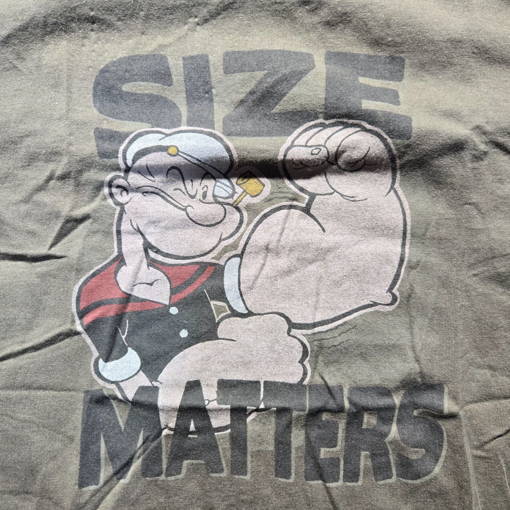 Vintage Popeye Size Matters Shirt Green Short Sleeve The Sailor Tee Adult Mens S Small Size US S / EU 44-46 / 1 - 2 Thumbnail