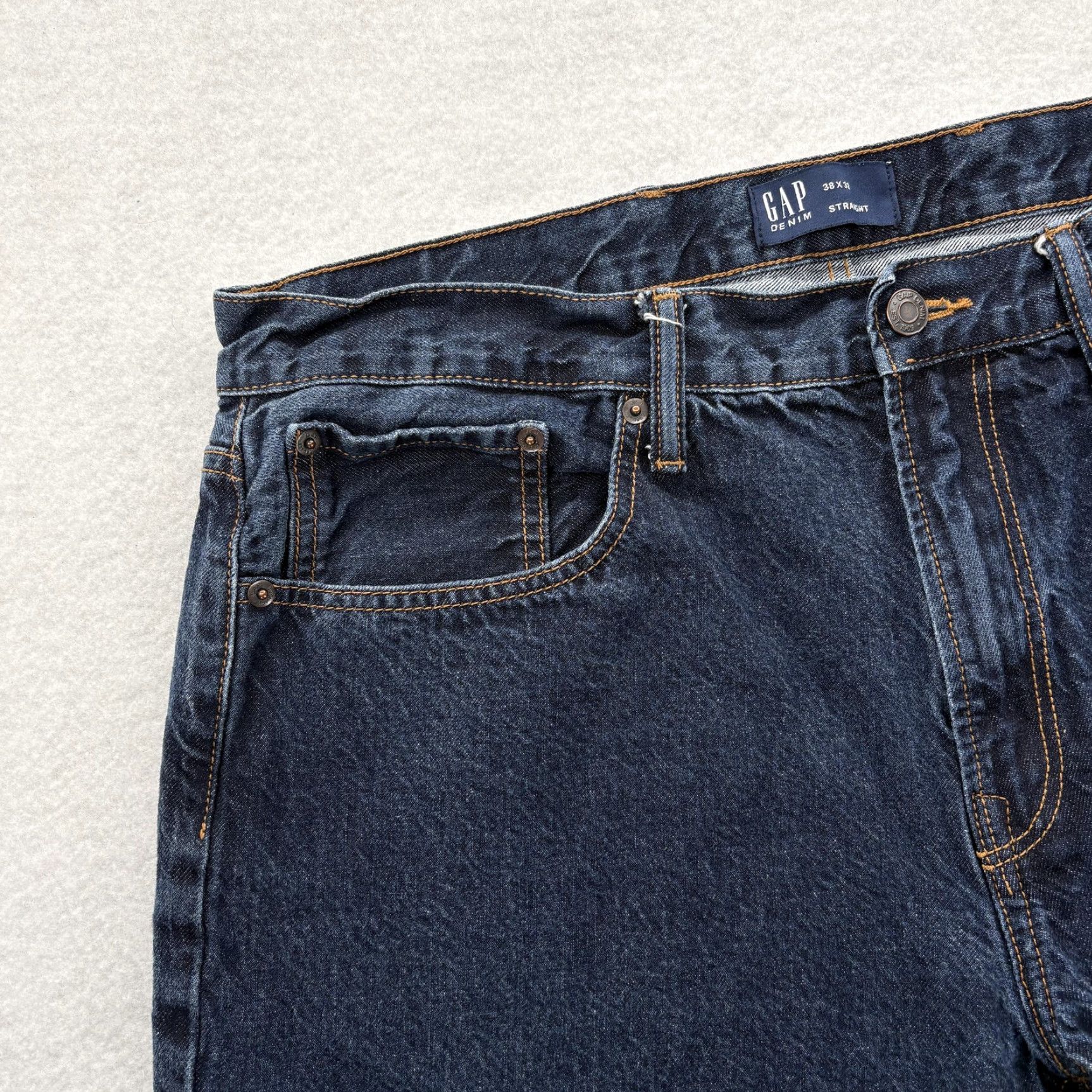 Gap GAP Denim Jeans Mens 38x30 Blue Straight Leg Dark Wash Cotton Classic Fit Short Size US 38 / EU 54 - 3 Thumbnail