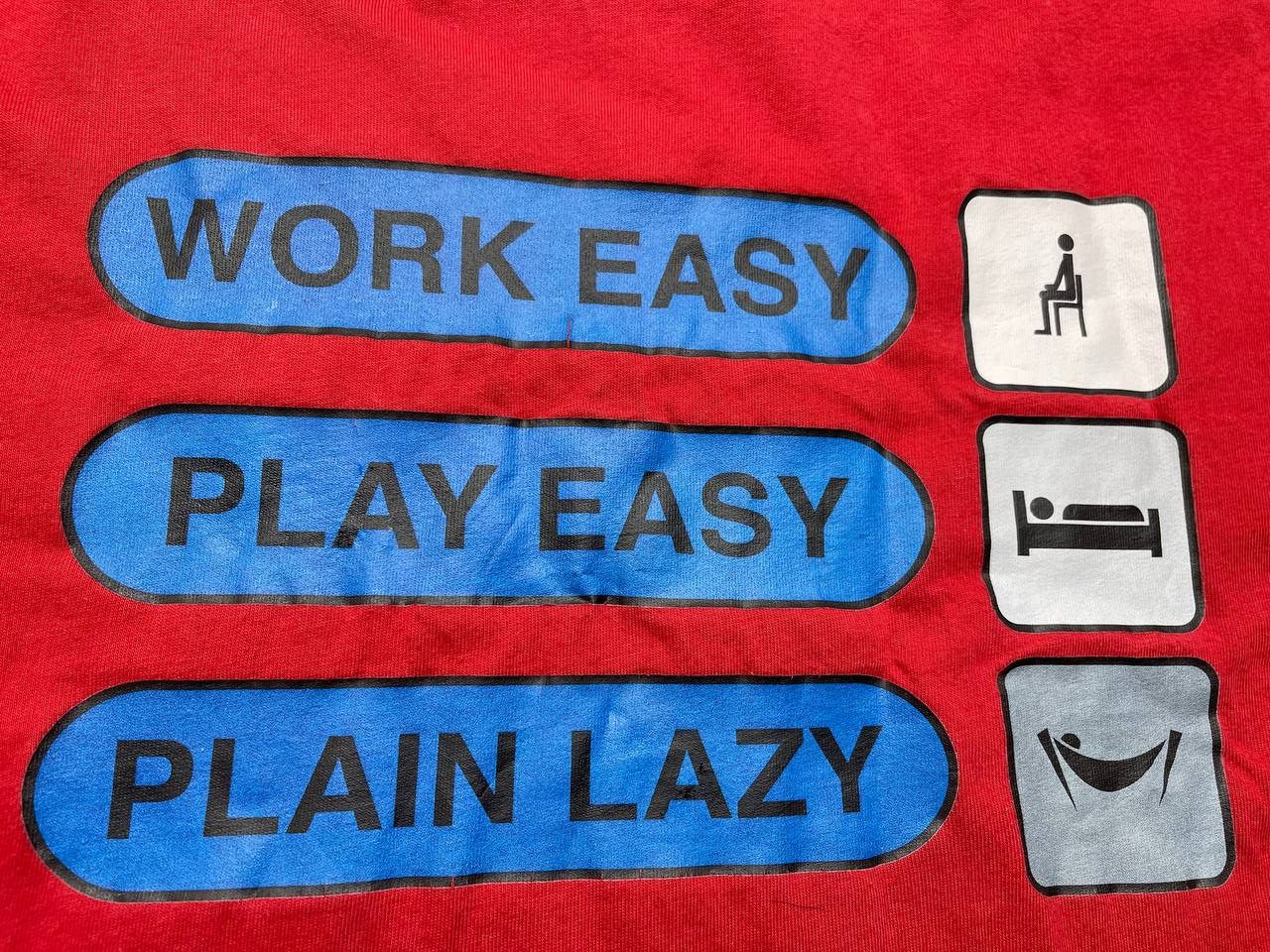 Vintage Vintage 90s Adult “ Plain Lazy Humor Tee Size M Size US M / EU 48-50 / 2 - 3 Thumbnail