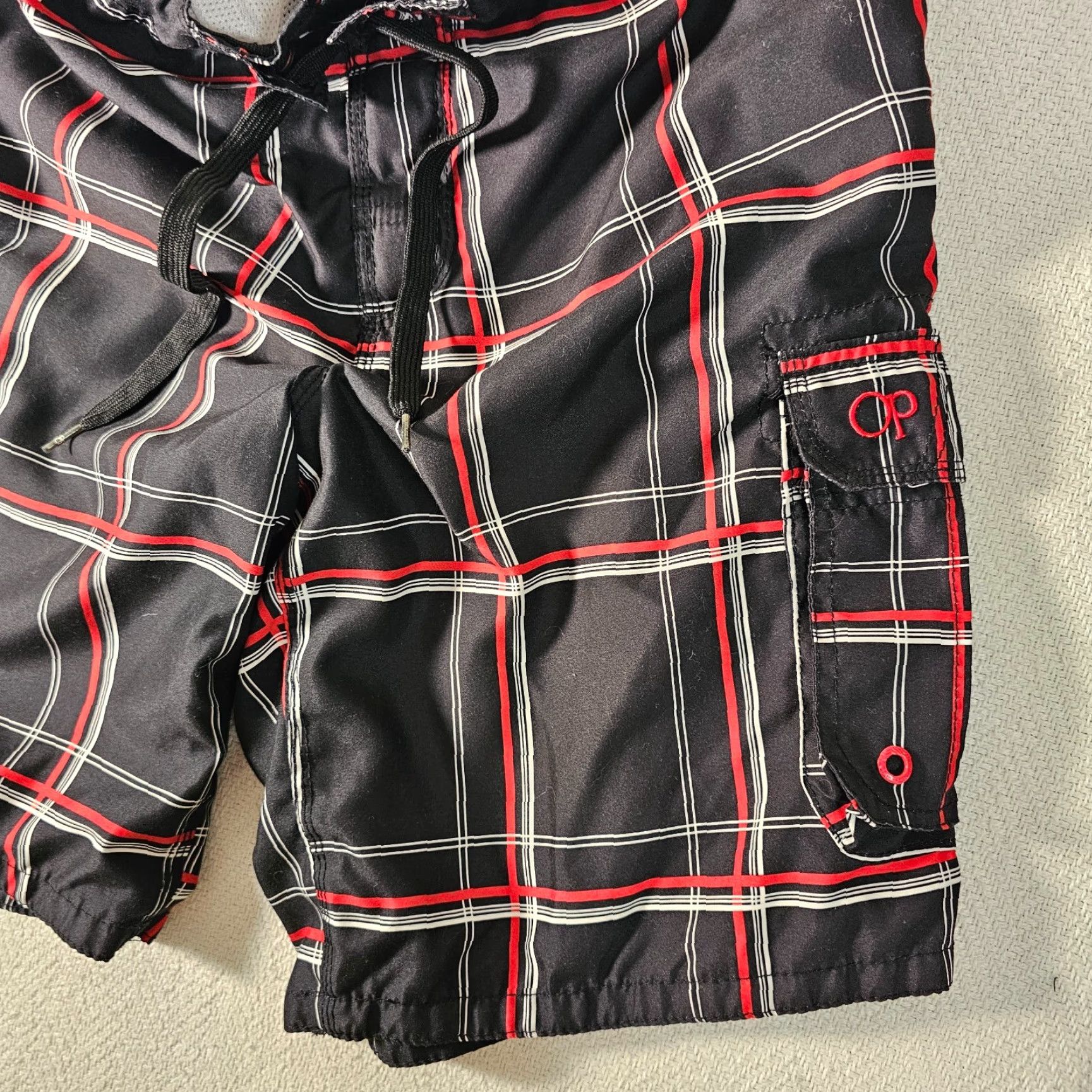 Ocean Pacific OP Ocean Pacific Swim Trunks Board Shorts Men's Black Plaid Size L 36-38 Size US 33 - 4 Thumbnail