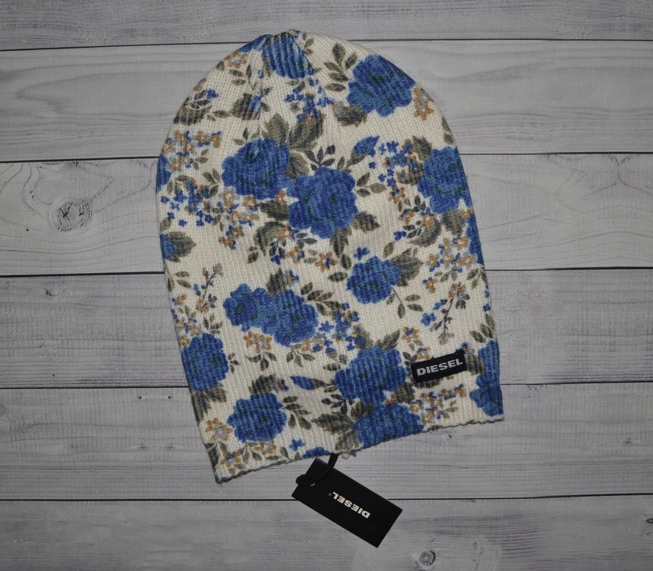 Diesel New Diesel Women’s Hat Knit Floral Blue Size OS Size ONE SIZE - 1 Thumbnail