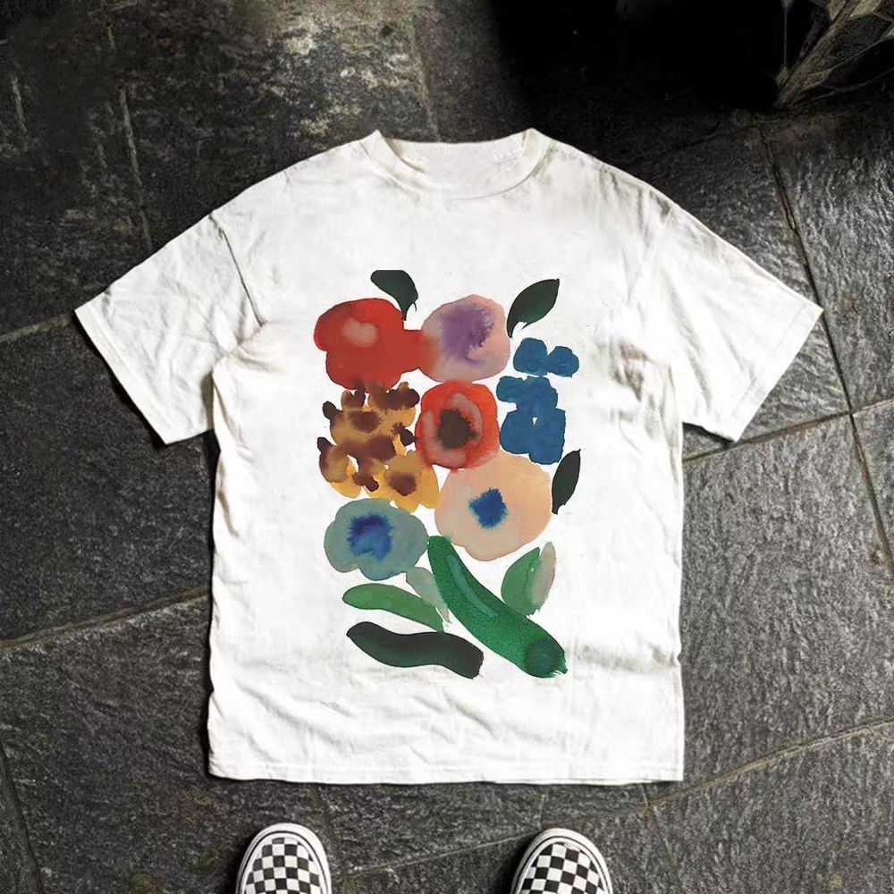 Vintage White casual retro flowers print cotton t-shirt Size US M / EU 48-50 / 2 - 1 Thumbnail