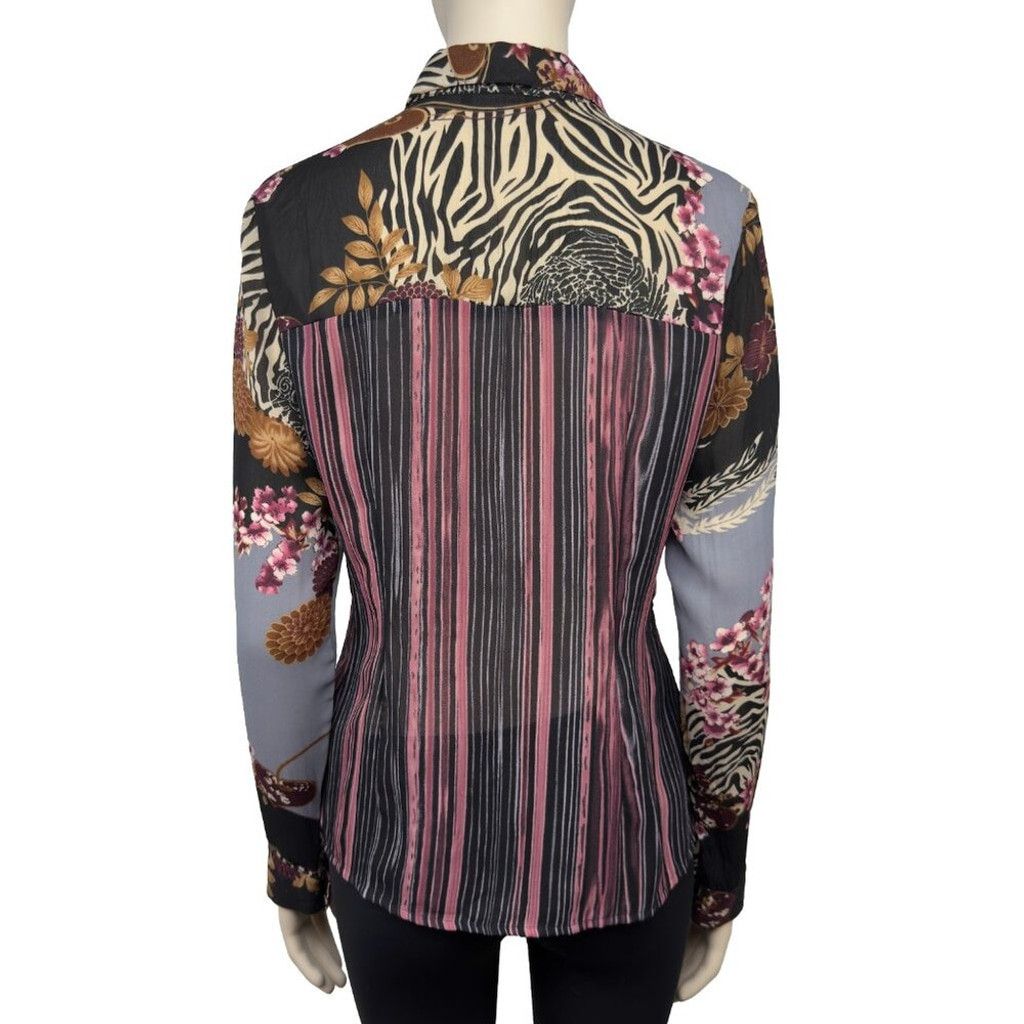 Vintage LE CAVIAR Y2K Floral Striped Animal Print blouse Size S / US 4 / IT 40 - 3 Thumbnail