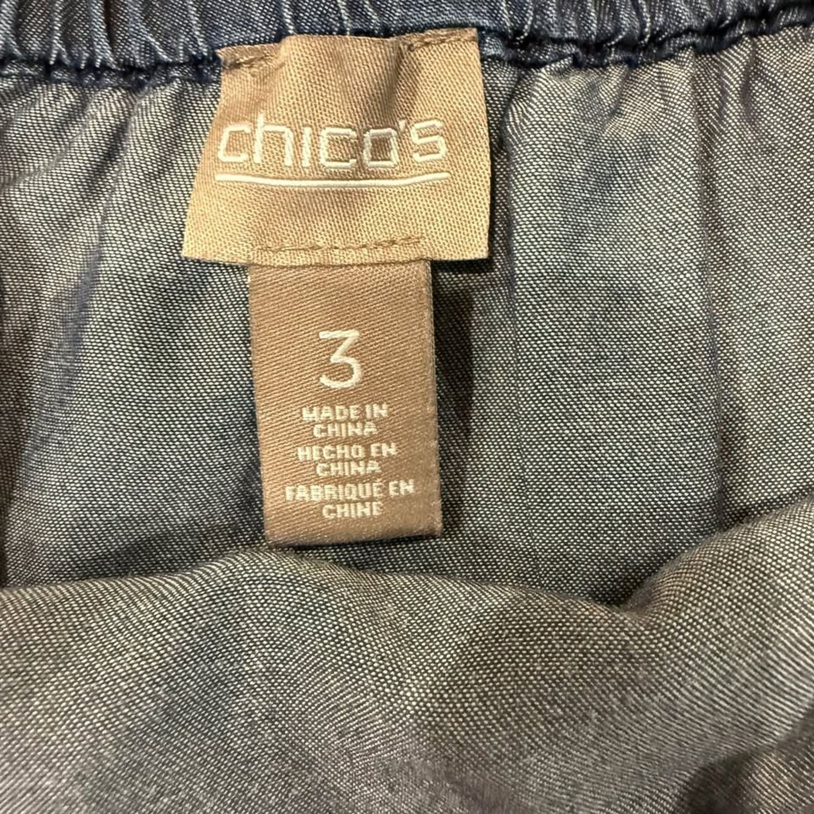 Chicos Chicos Cold Shoulder Chambray 3/4 Tie Sleeve Top Women’s 3 Size XL / US 12-14 / IT 48-50 - 4 Thumbnail