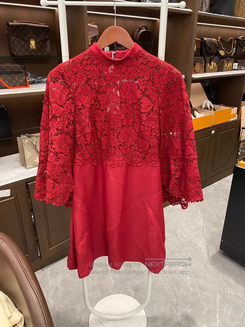 Valentino Valentino Red lace panel set Size S / US 4 / IT 40 - 1 Thumbnail